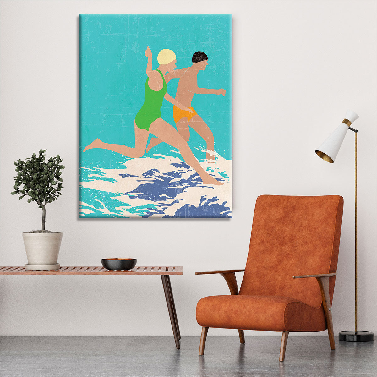 Running Swimmers blue Canvas Print or Poster - 1x - 6