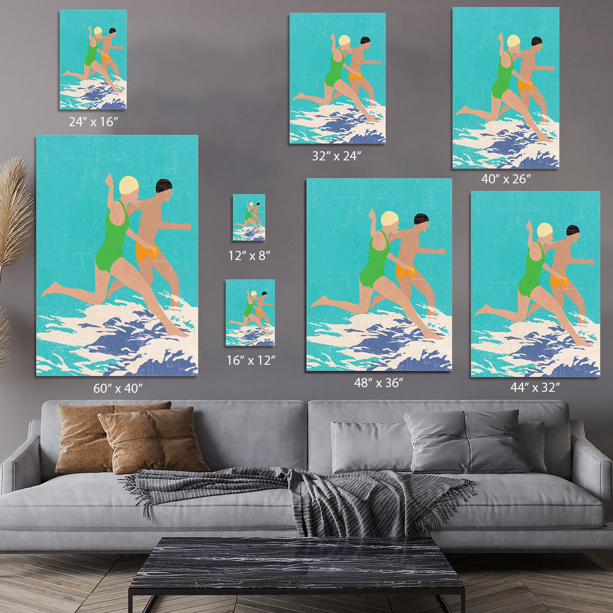 Running Swimmers blue Canvas Print or Poster - 1x - 7