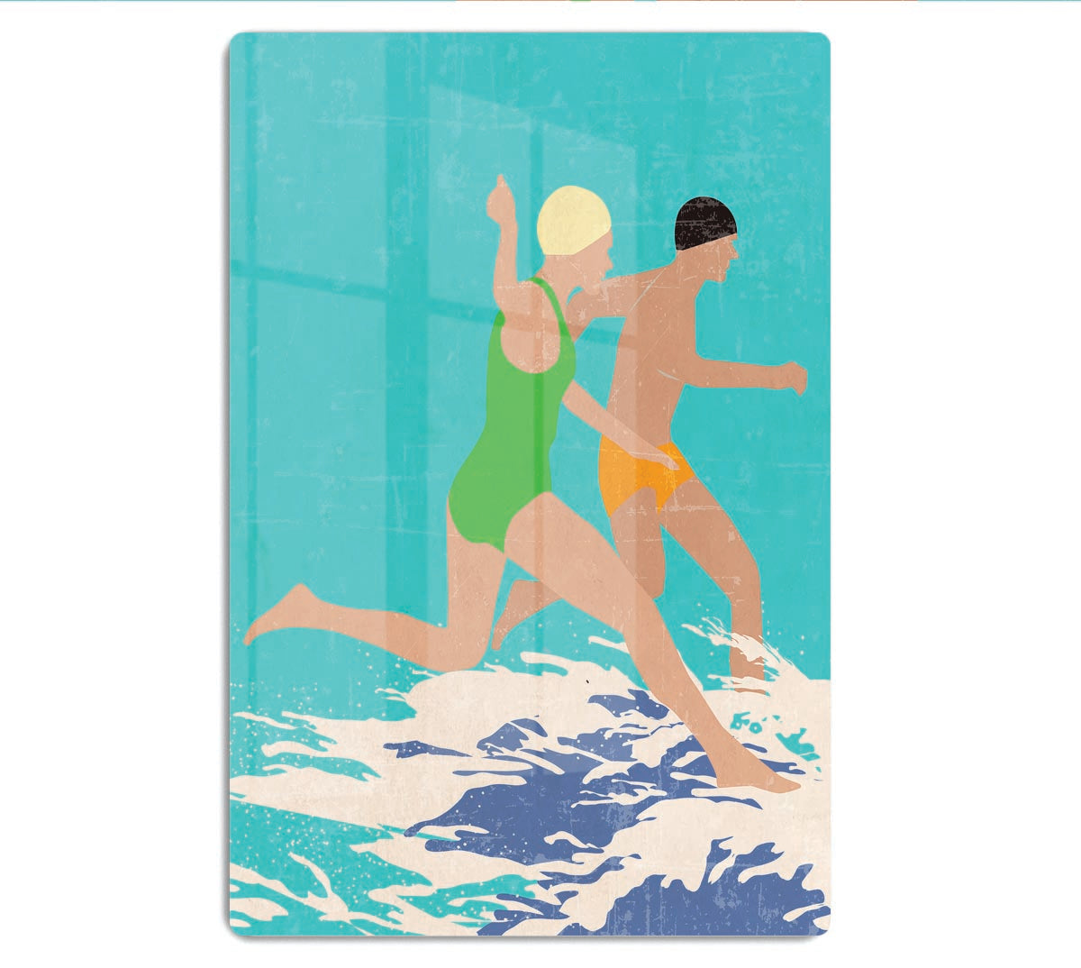 Running Swimmers blue Acrylic Block - 1x - 1