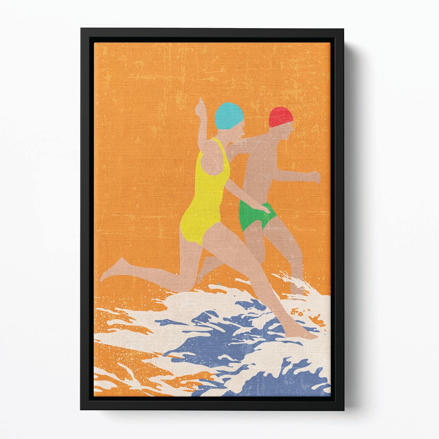 Running Swimmers orange Floating Framed Canvas - 1x - 2