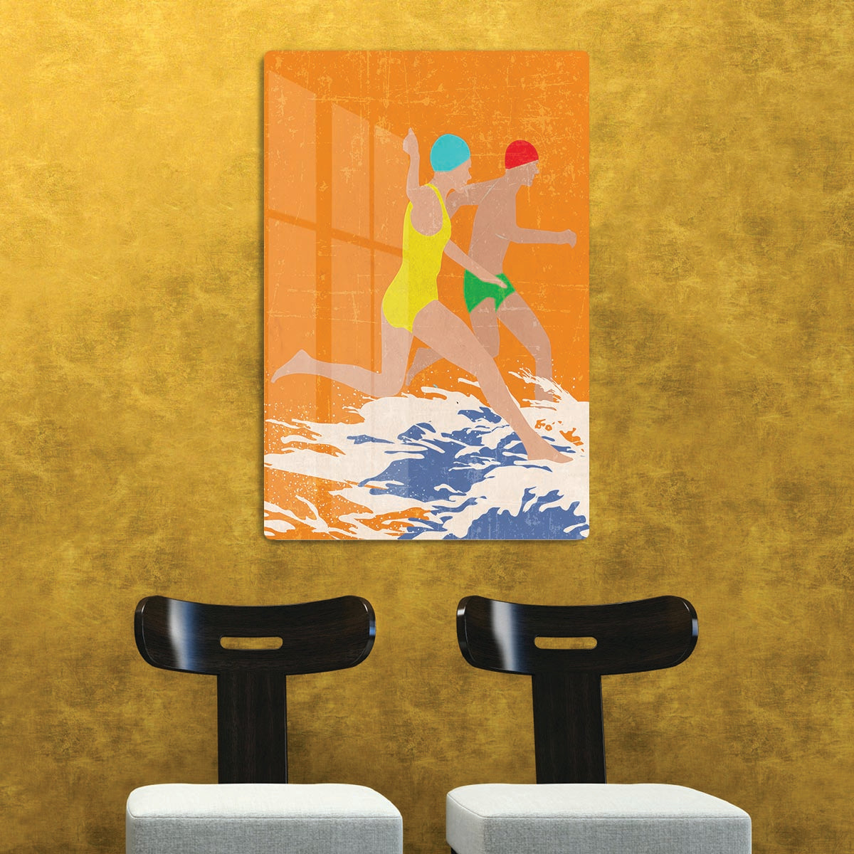 Running Swimmers orange Acrylic Block - 1x - 2