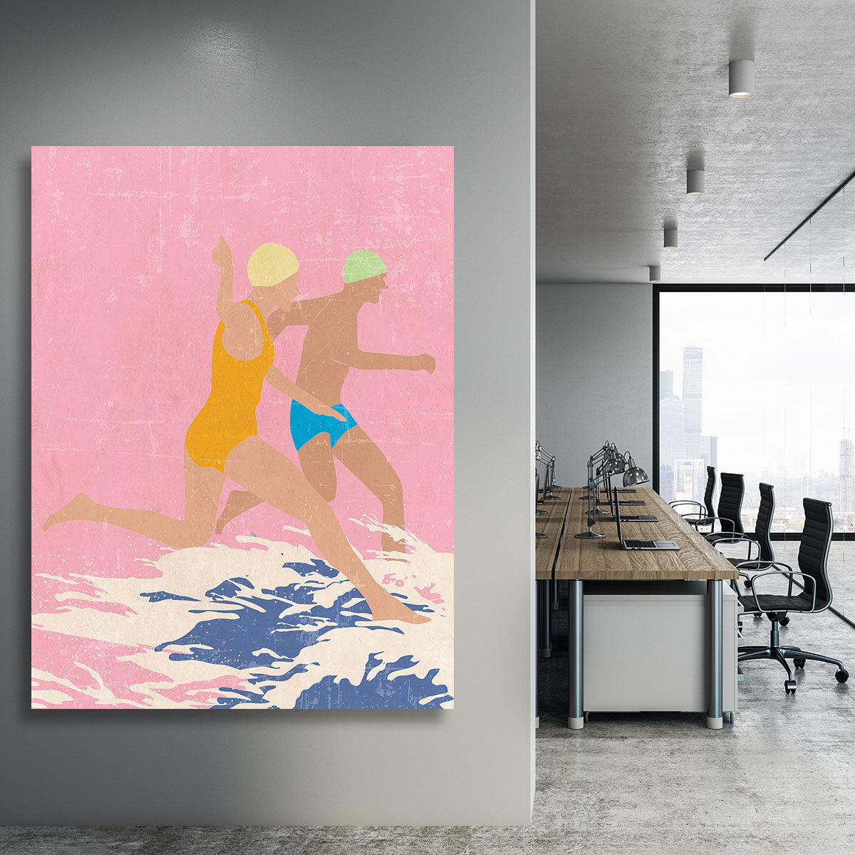 Running Swimmers pink Canvas Print or Poster - 1x - 3