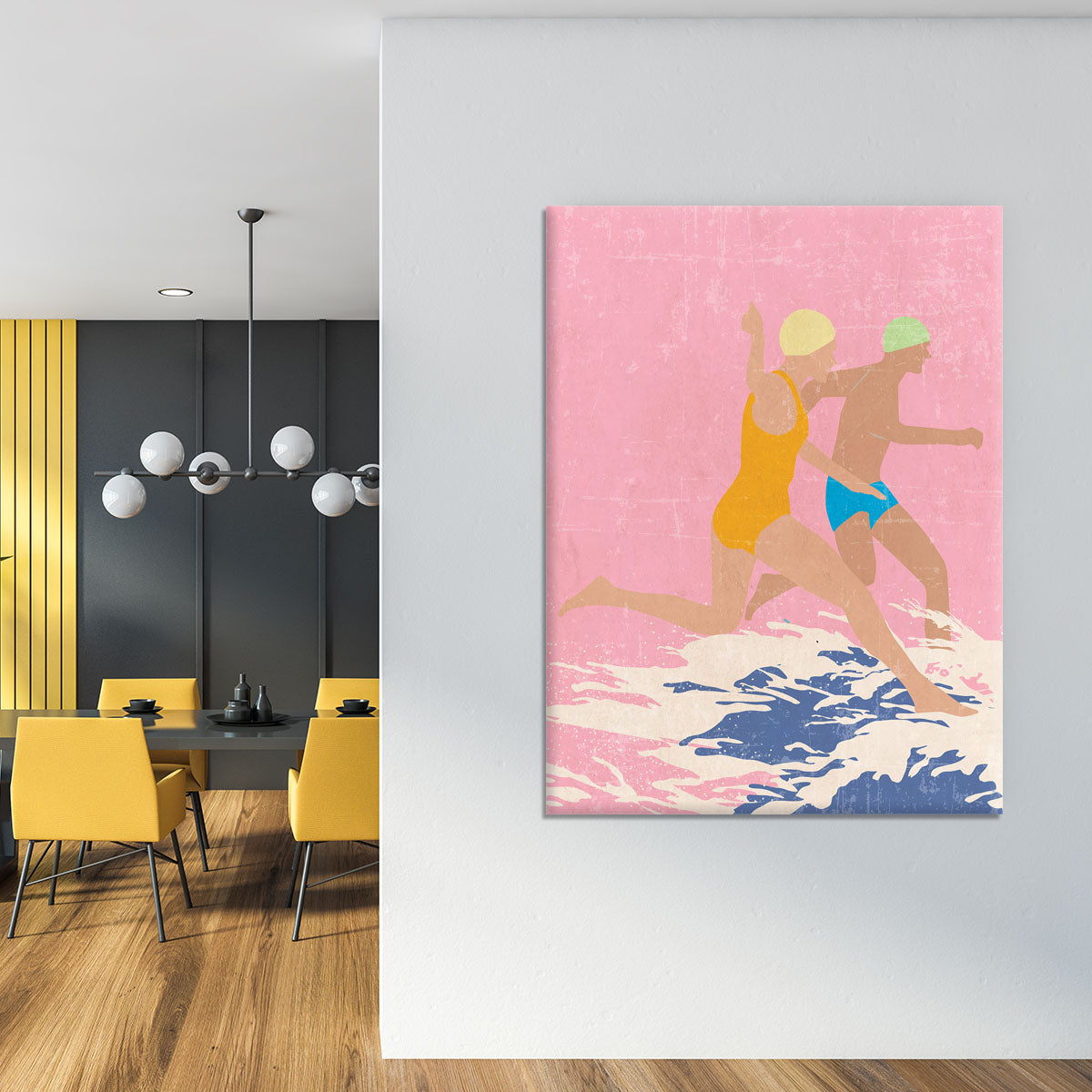 Running Swimmers pink Canvas Print or Poster - 1x - 4