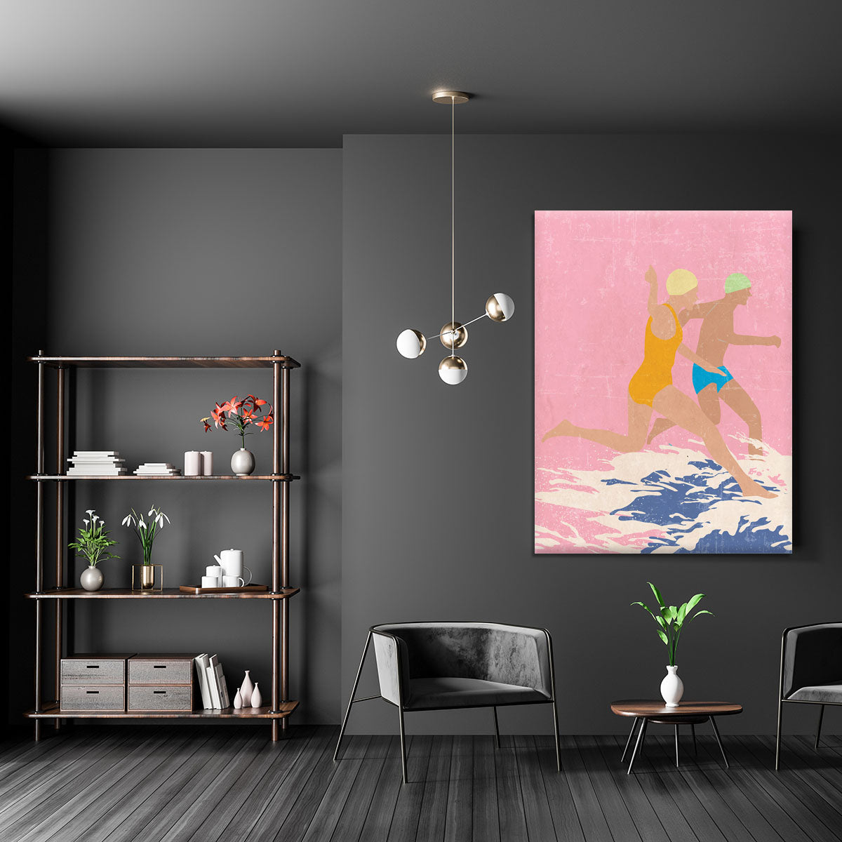 Running Swimmers pink Canvas Print or Poster - 1x - 5