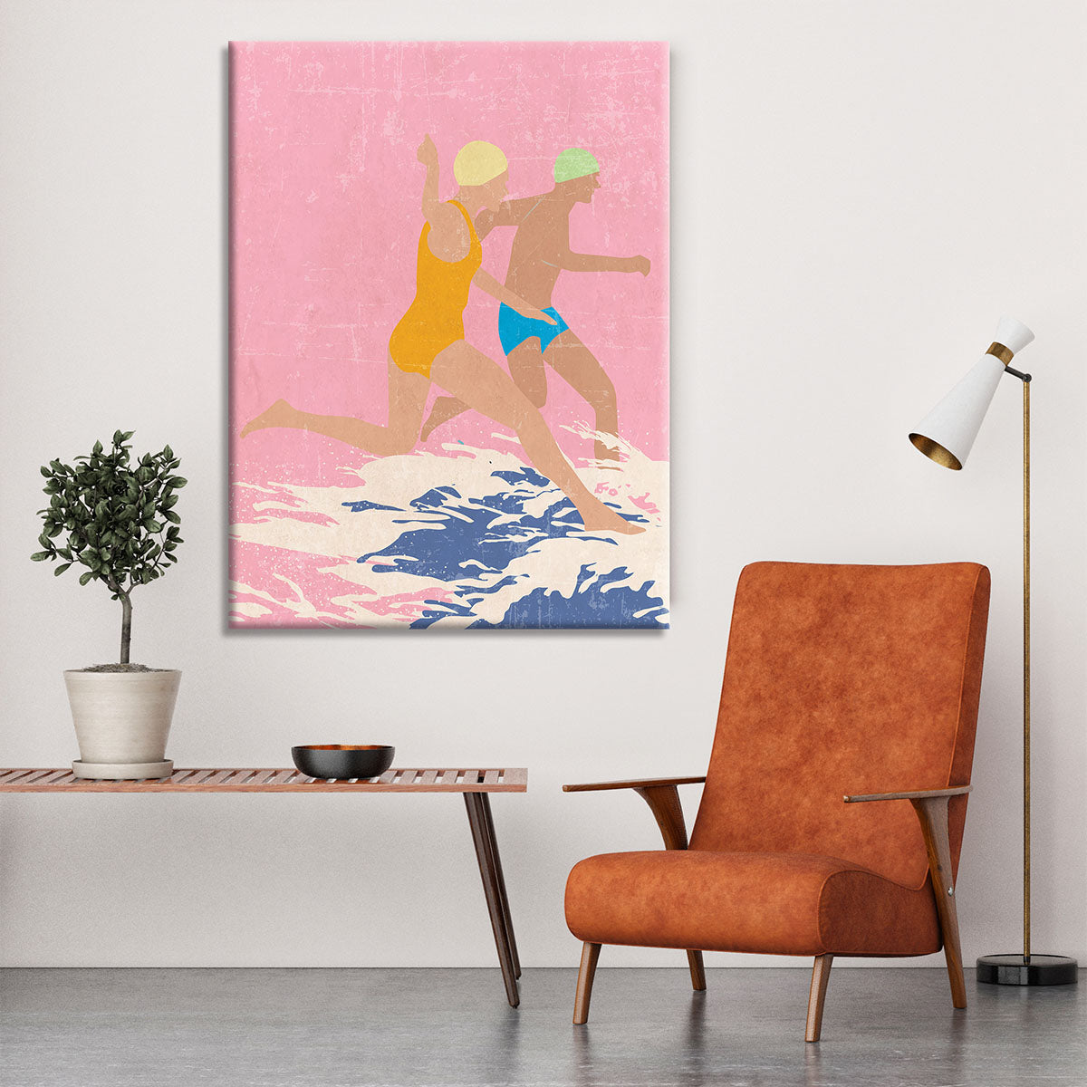 Running Swimmers pink Canvas Print or Poster - 1x - 6