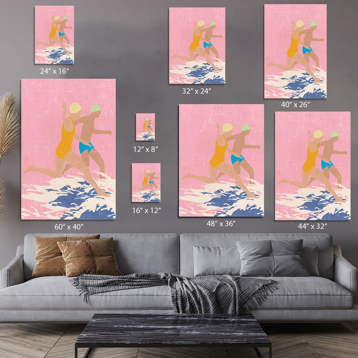 Running Swimmers pink Canvas Print or Poster - 1x - 7