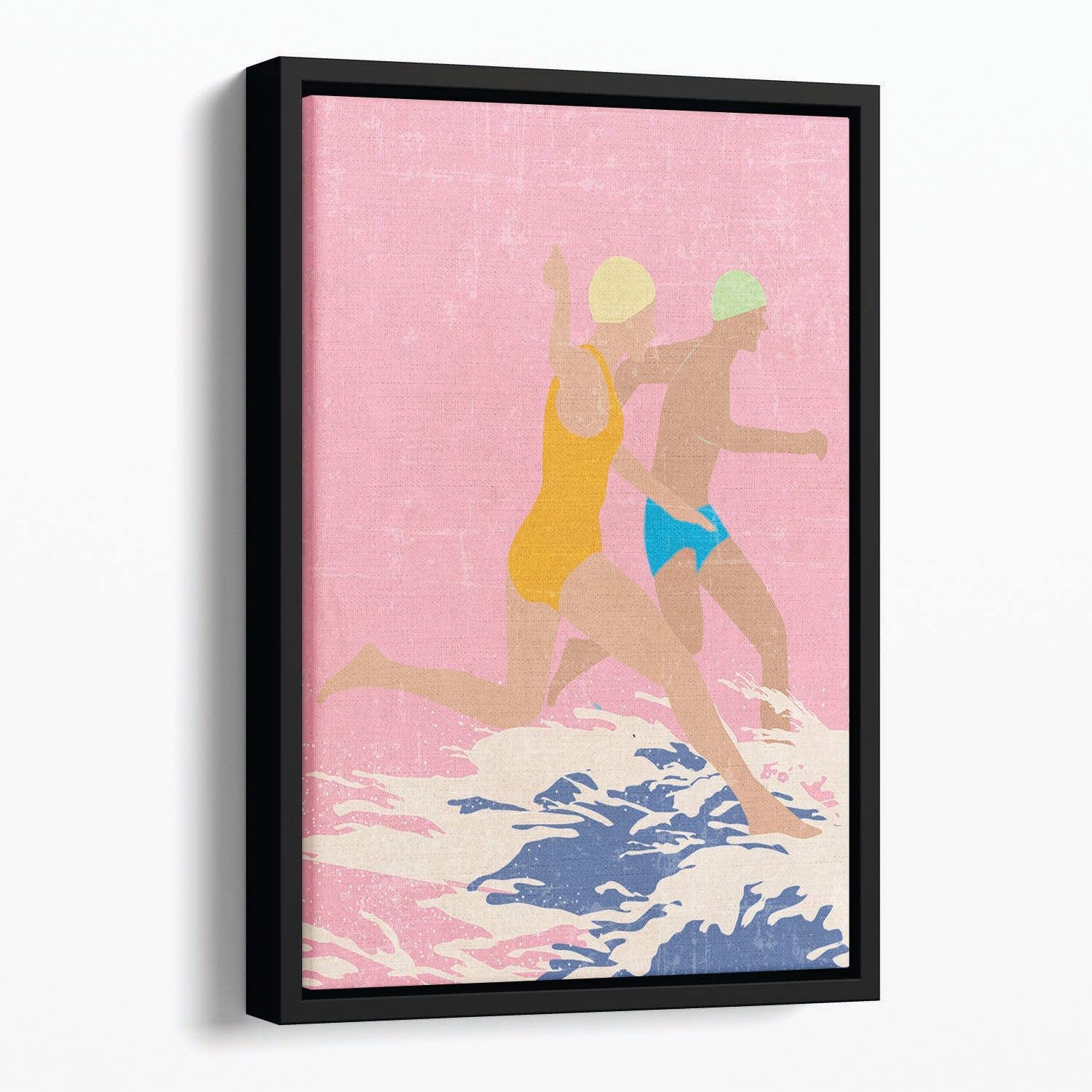 Running Swimmers pink Floating Framed Canvas - 1x - 1