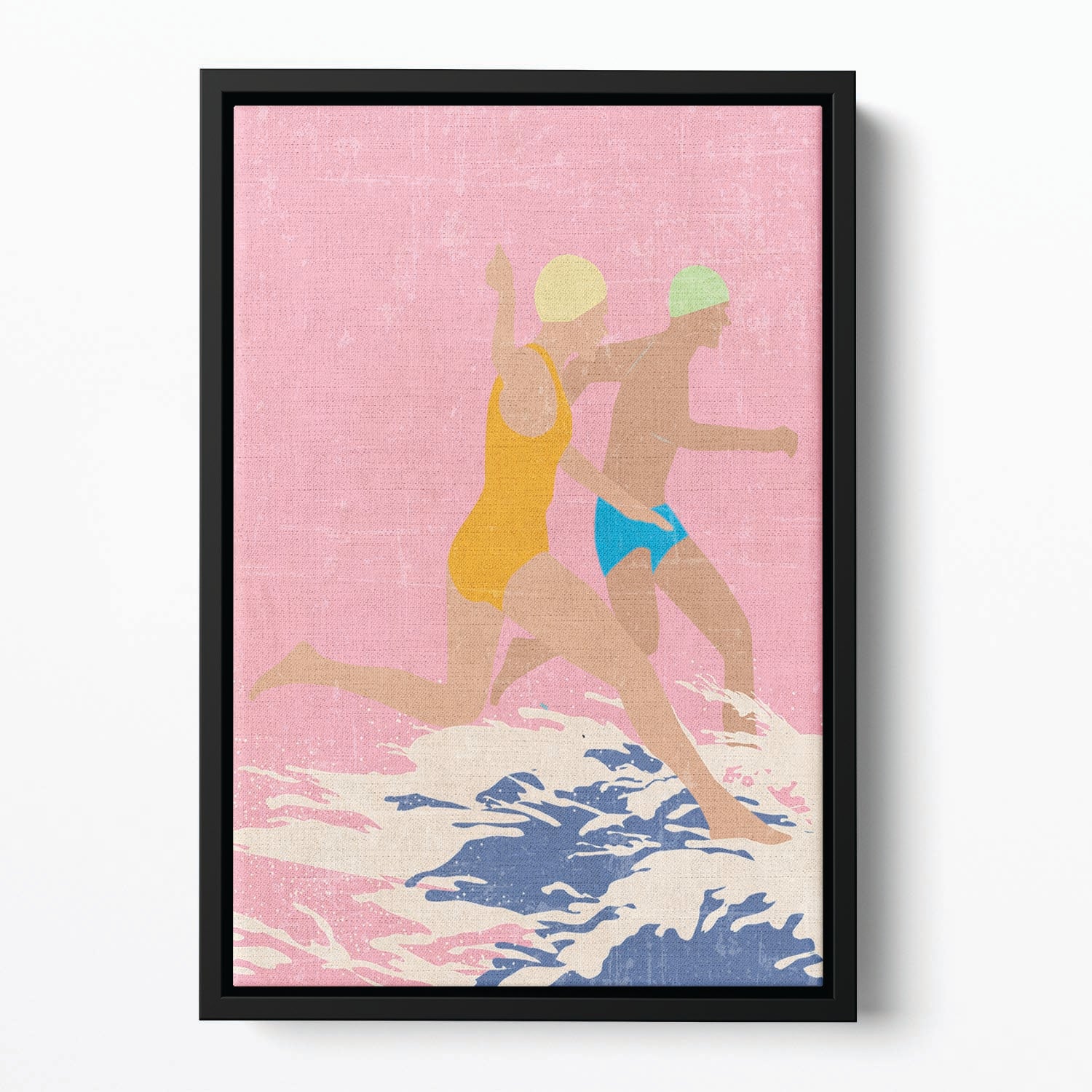 Running Swimmers pink Floating Framed Canvas - 1x - 2