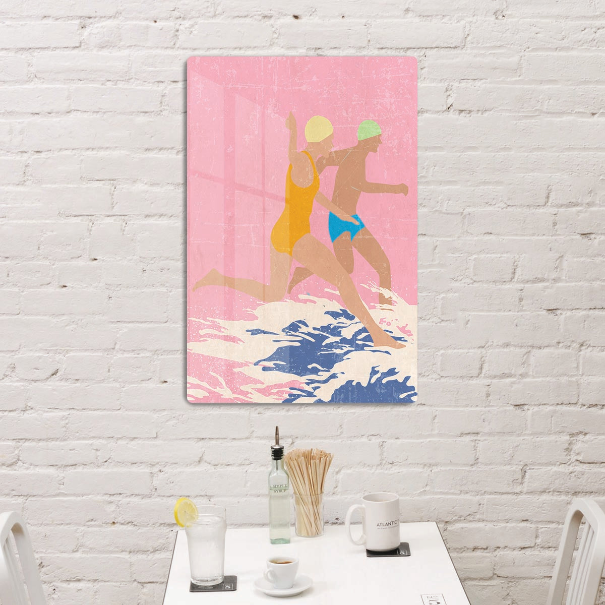 Running Swimmers pink Acrylic Block - 1x - 3