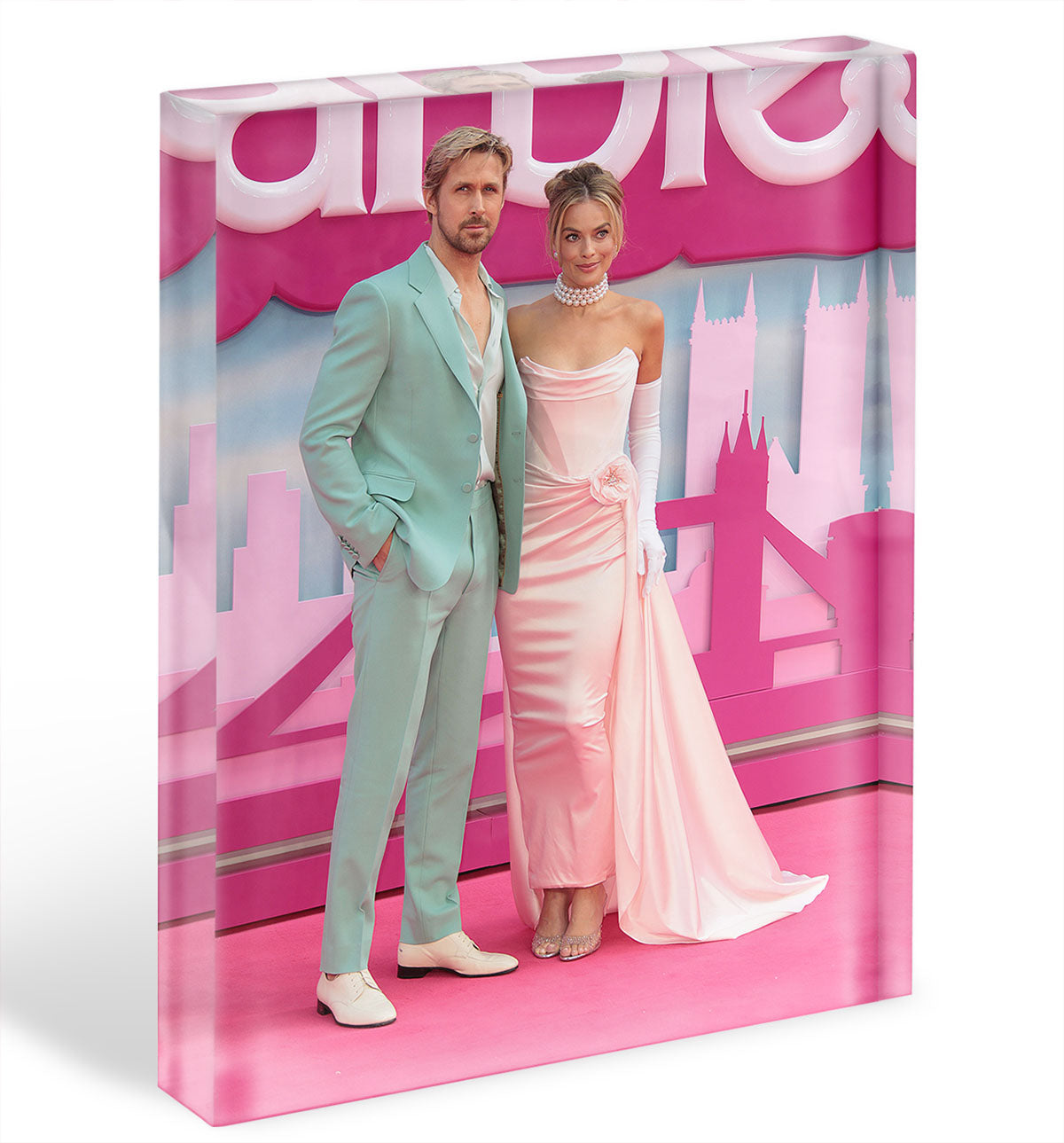 Ryan Gosling and Margot Robbie as Ken and Barbie Acrylic Block - Canvas Art Rocks - 1