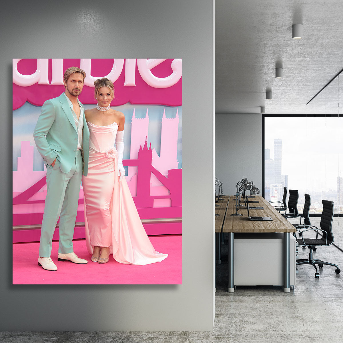Ryan Gosling and Margot Robbie as Ken and Barbie Canvas Print or Poster - Canvas Art Rocks - 3