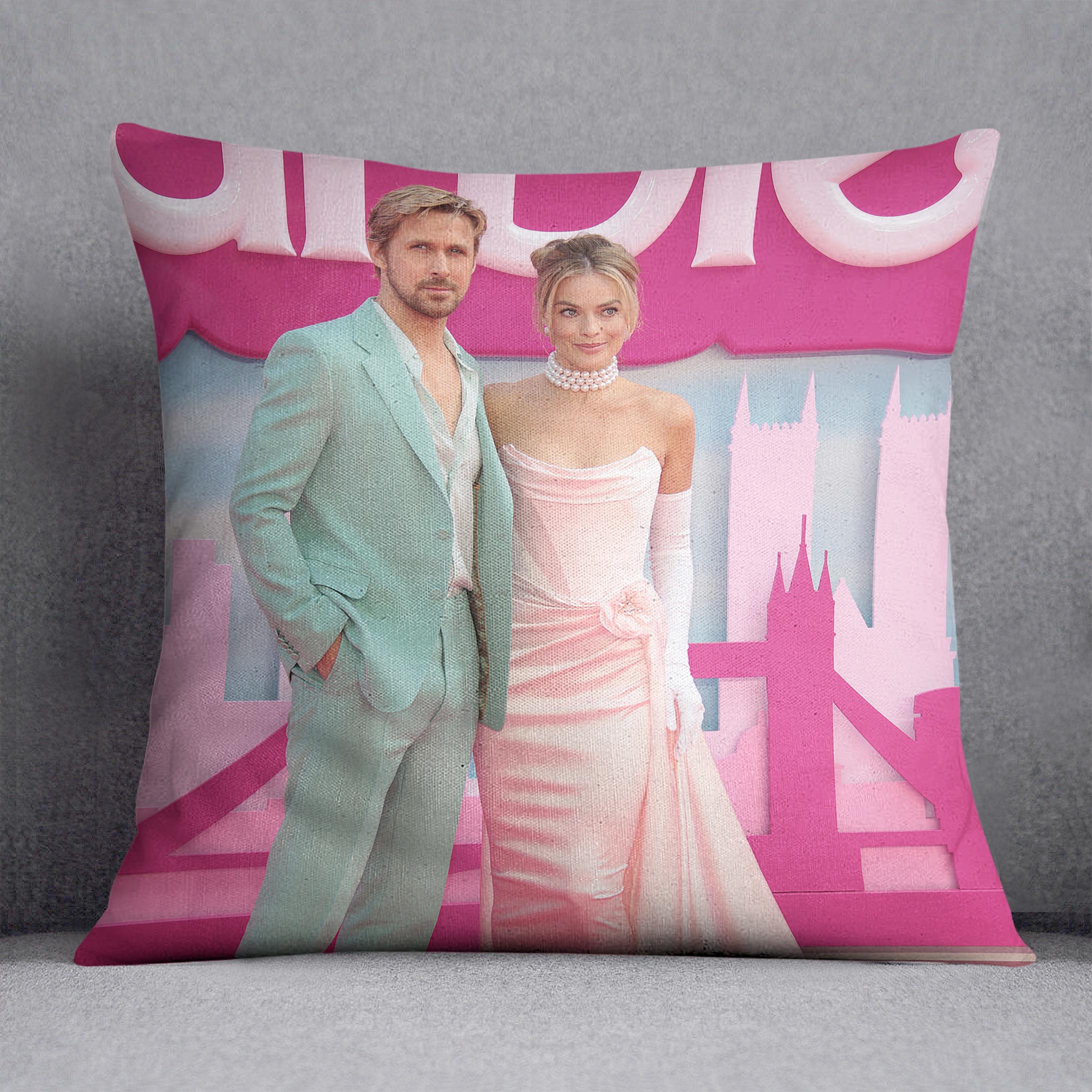 Ryan Gosling and Margot Robbie as Ken and Barbie Cushion – Canvas Art Rocks