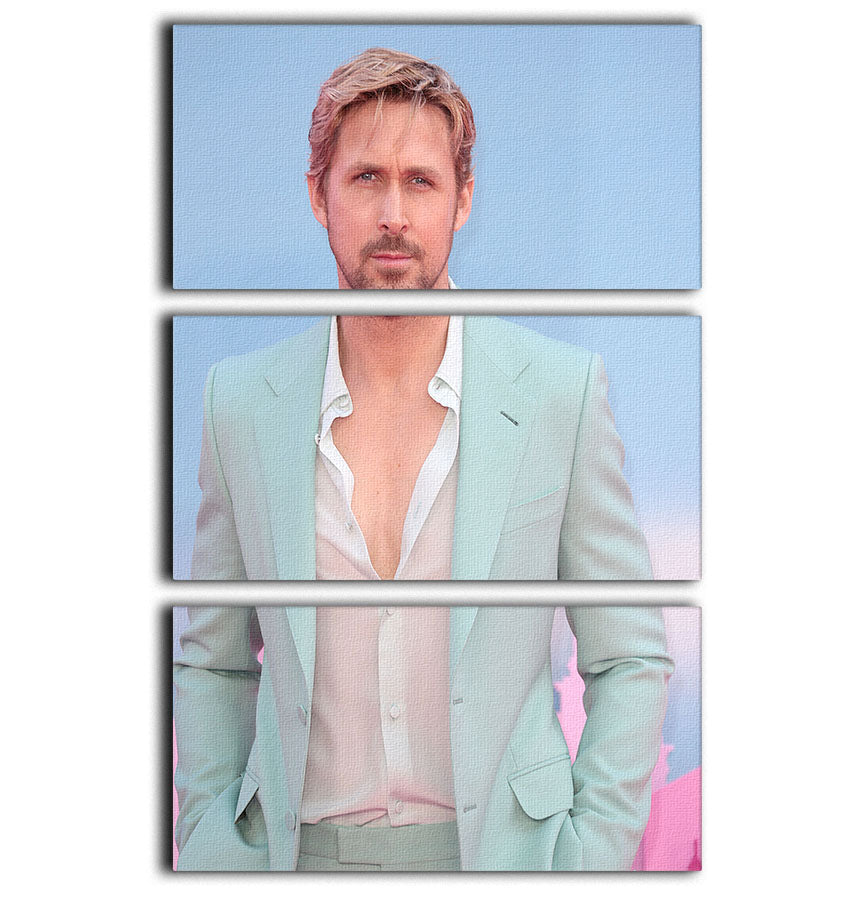 Ryan Gosling at the Barbie premiere 3 Split Panel Canvas Print - Canvas Art Rocks - 1