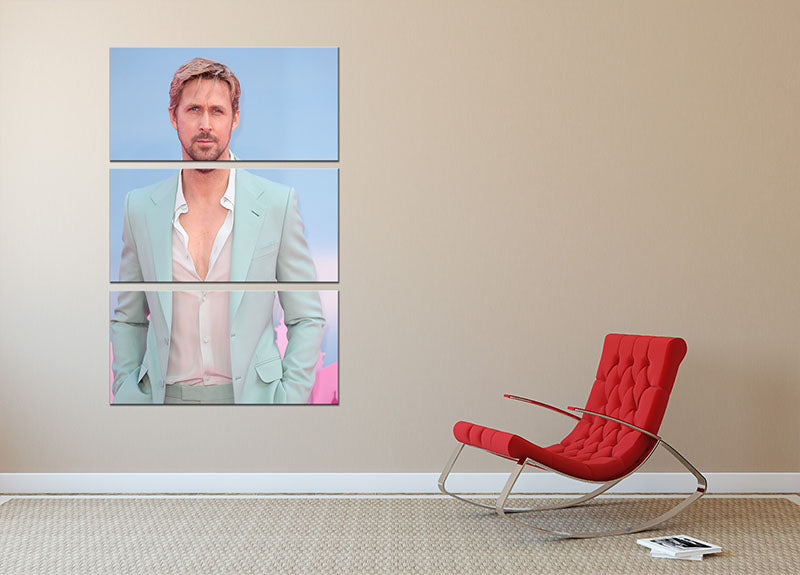 Ryan Gosling at the Barbie premiere 3 Split Panel Canvas Print - Canvas Art Rocks - 2