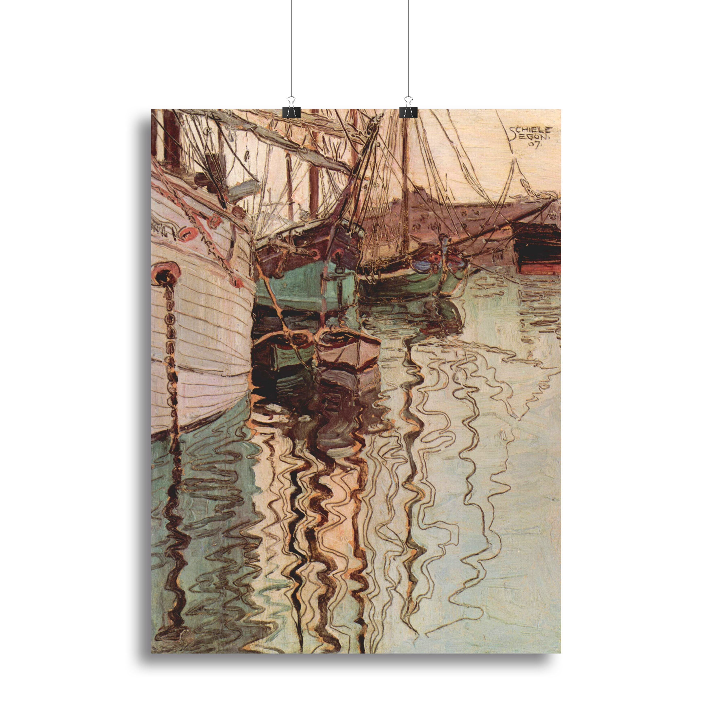 Sailboats in wellenbewegtem water The port of Trieste by Egon Schiele Poster - Unframed