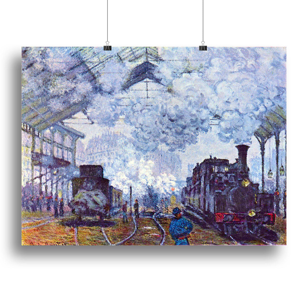 Saint Lazare station in Paris arrival of a train by Monet Poster - Unframed