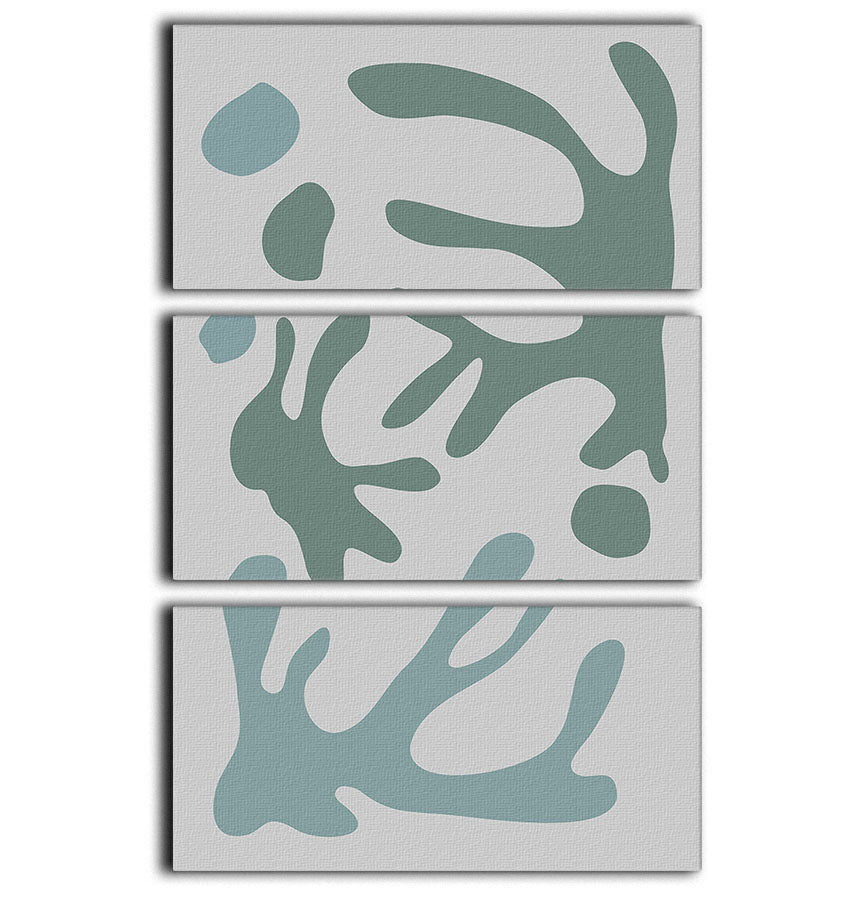 Seaweed Teal No 1 3 Split Panel Canvas Print - 1x - 1