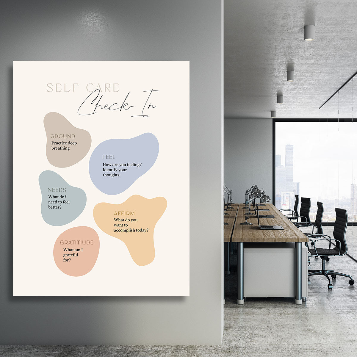 Self Care Checkin 5 Steps Canvas Print or Poster - Canvas Art Rocks - 3
