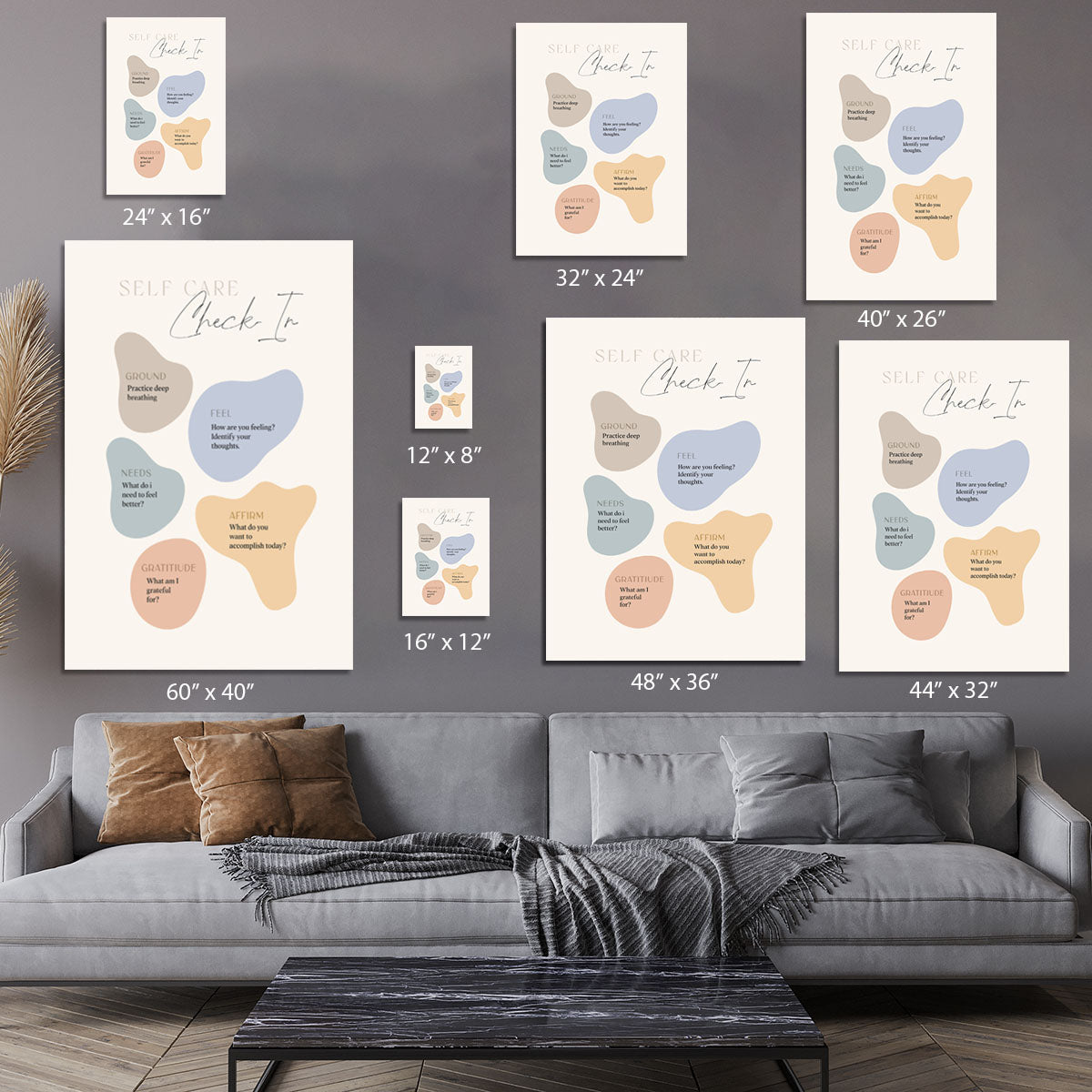 Self Care Checkin 5 Steps Canvas Print or Poster - Canvas Art Rocks - 7