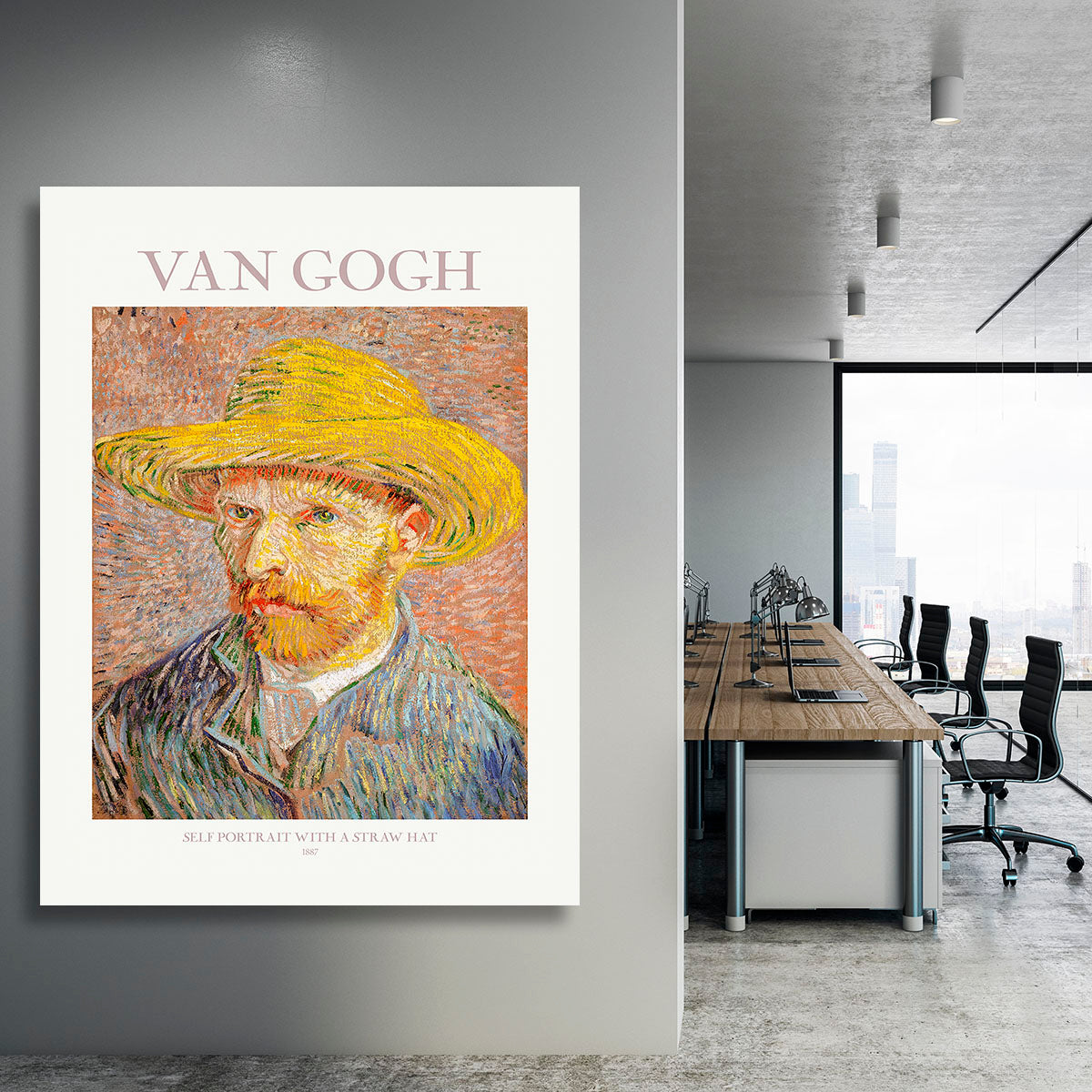 Self Portrait With Straw Hat Titled Canvas Print or Poster - Canvas Art Rocks - 3