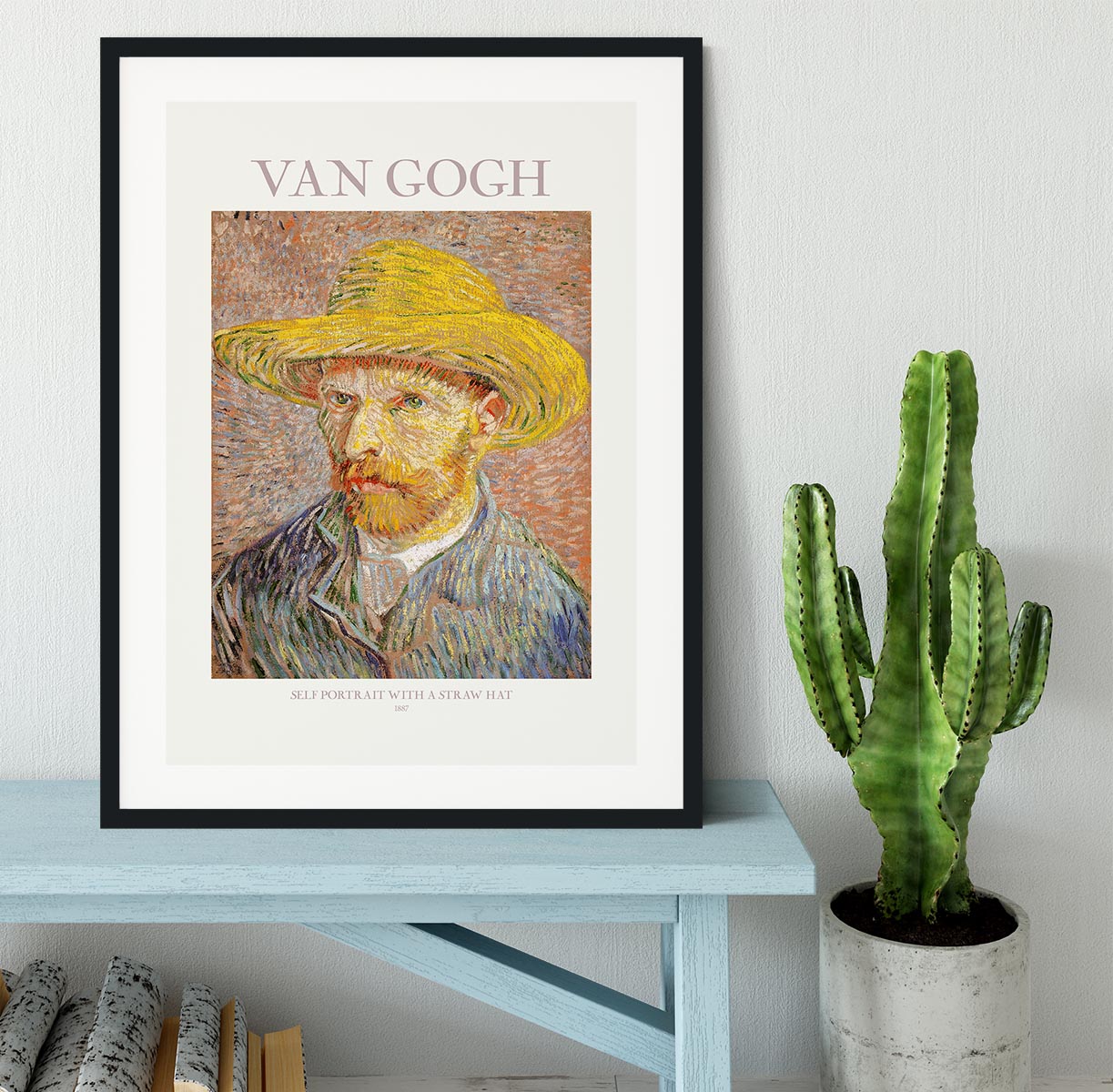 Self Portrait With Straw Hat Titled Framed Print - Canvas Art Rocks - 1