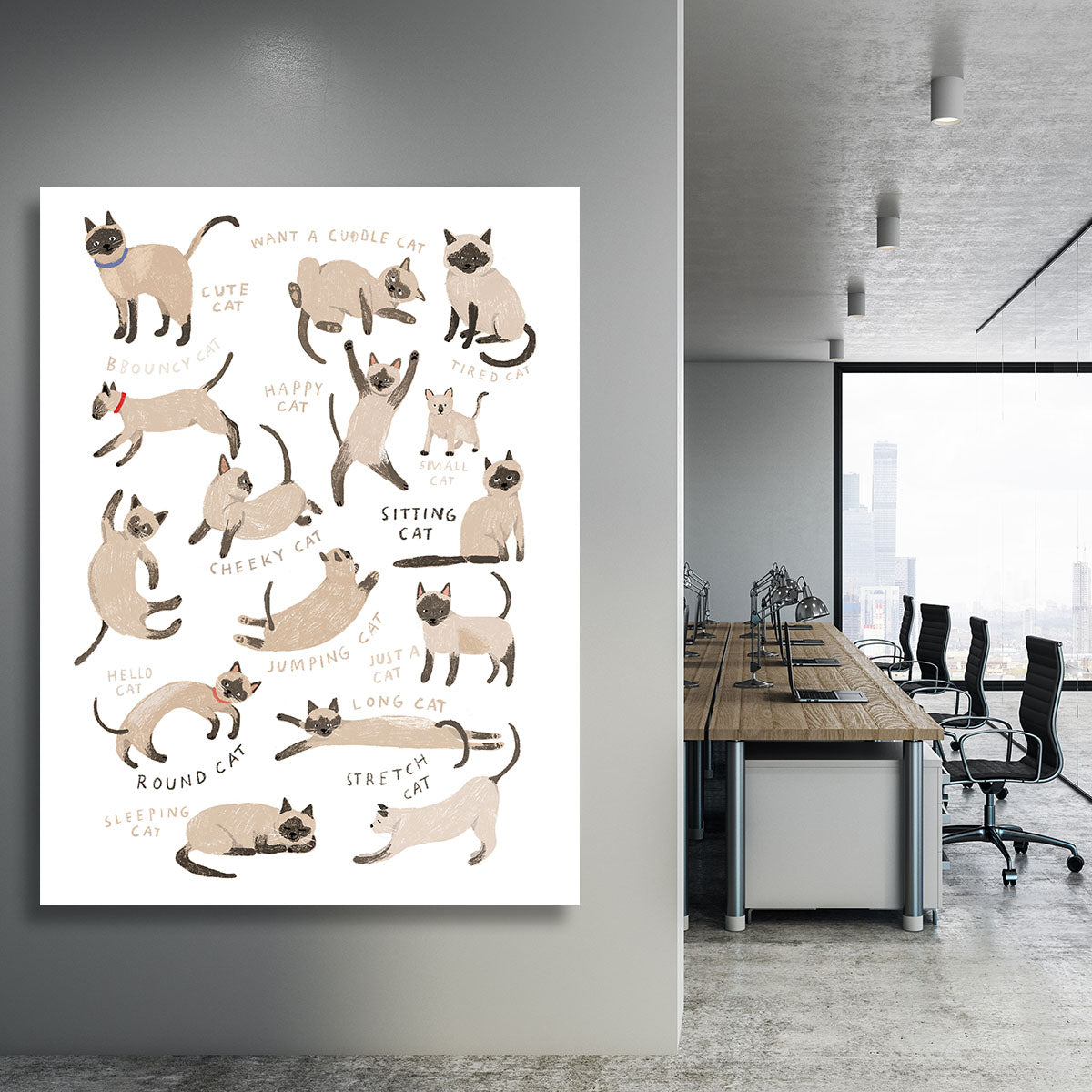 Siamese Cat Print Canvas Print or Poster - 1x - 3