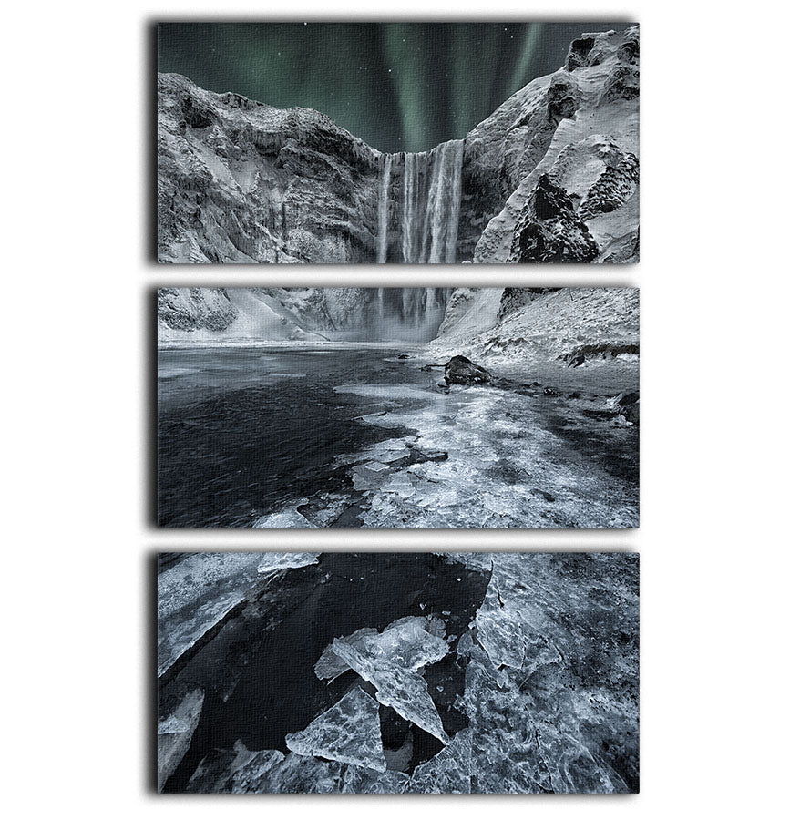 Skogafoss Falls 3 Split Panel Canvas Print - Canvas Art Rocks - 1
