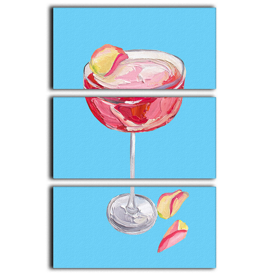 Sparkling Rose Gin Cocktail 3 Split Panel Canvas Print - Canvas Art Rocks - 1