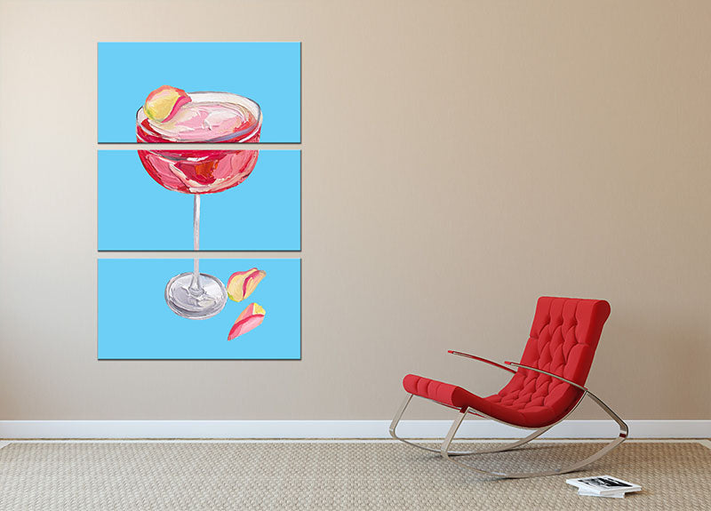 Sparkling Rose Gin Cocktail 3 Split Panel Canvas Print - Canvas Art Rocks - 2