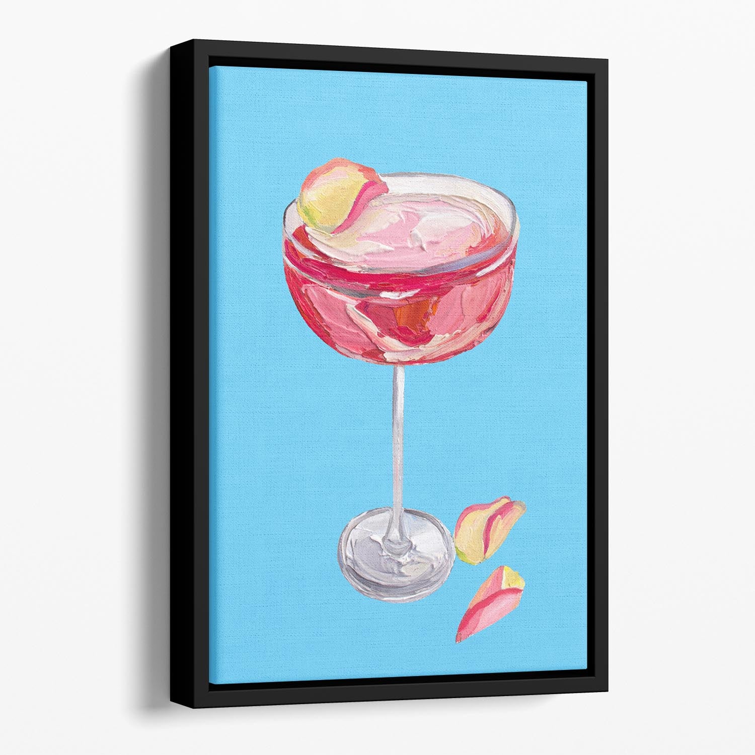 Sparkling Rose Gin Cocktail Floating Framed Canvas - Canvas Art Rocks - 1