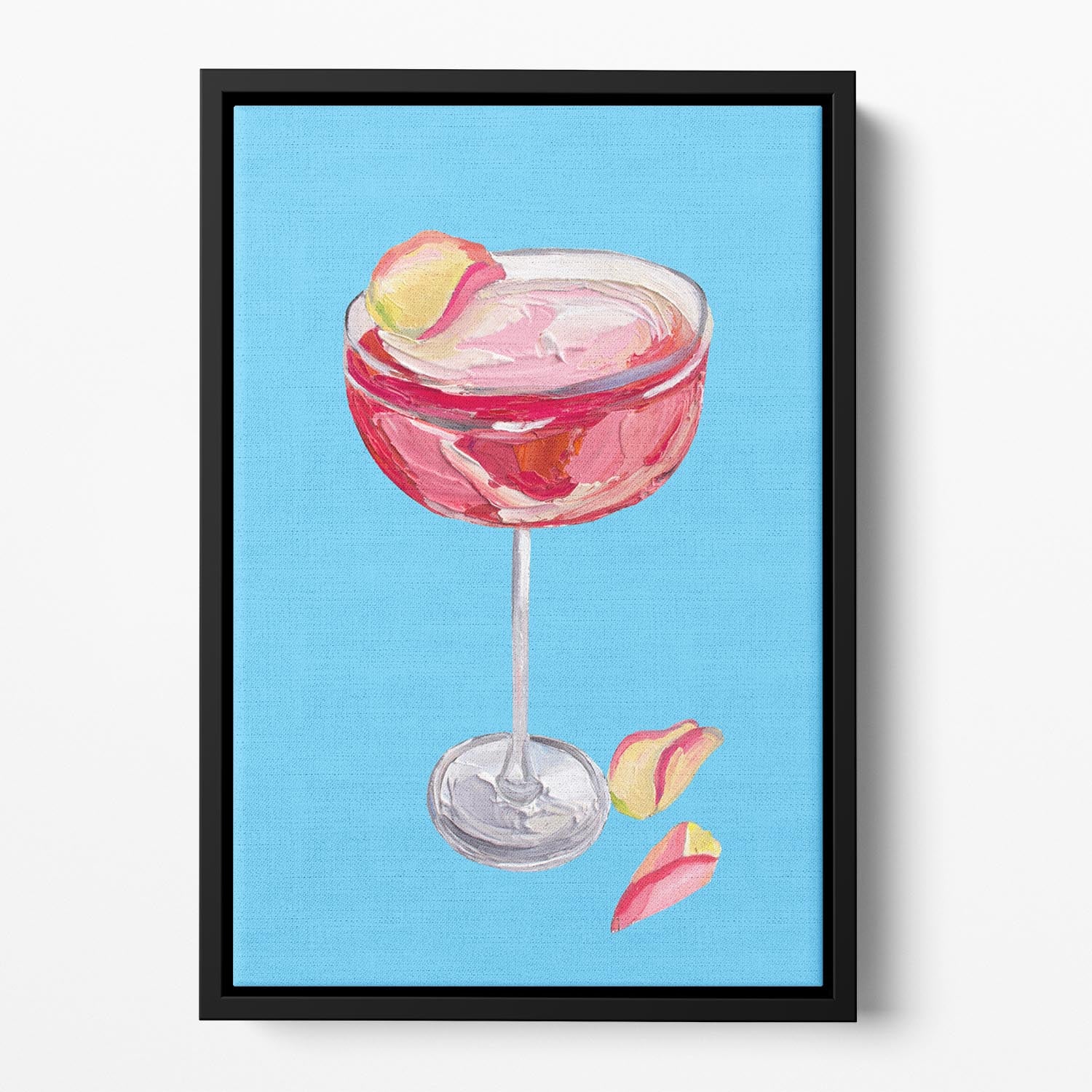 Sparkling Rose Gin Cocktail Floating Framed Canvas - Canvas Art Rocks - 2