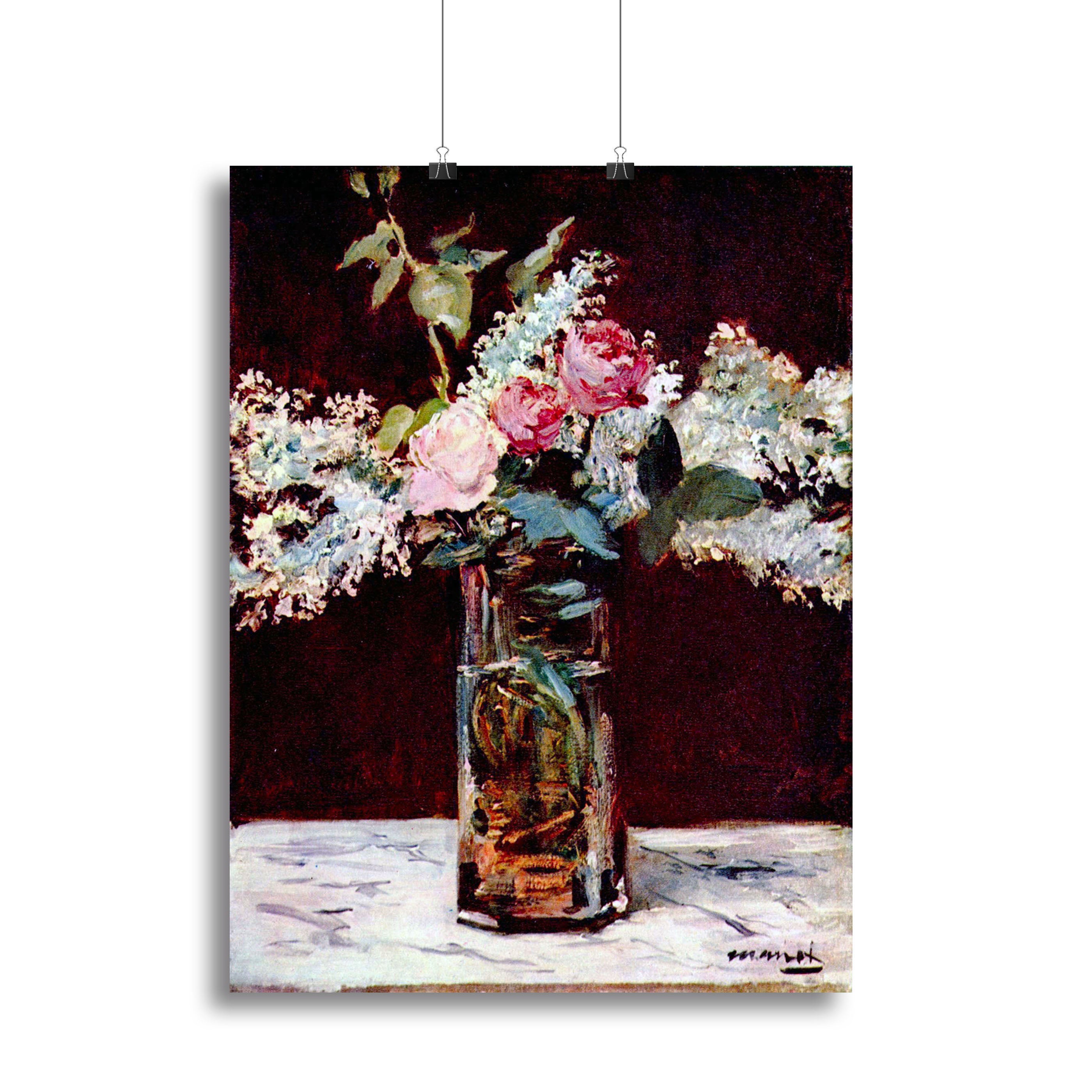 Still life lilac and roses by Manet Poster - Unframed