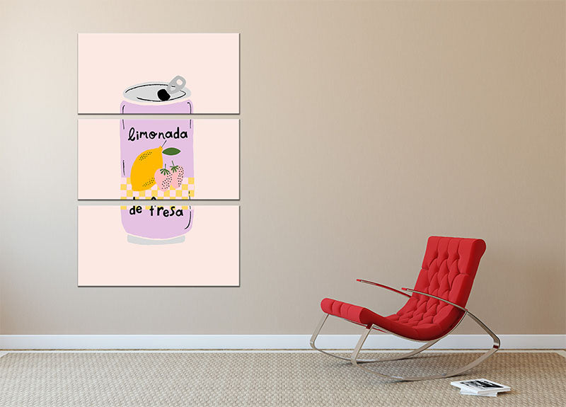 Strawberry Lemonade 3 Split Panel Canvas Print - Canvas Art Rocks - 2
