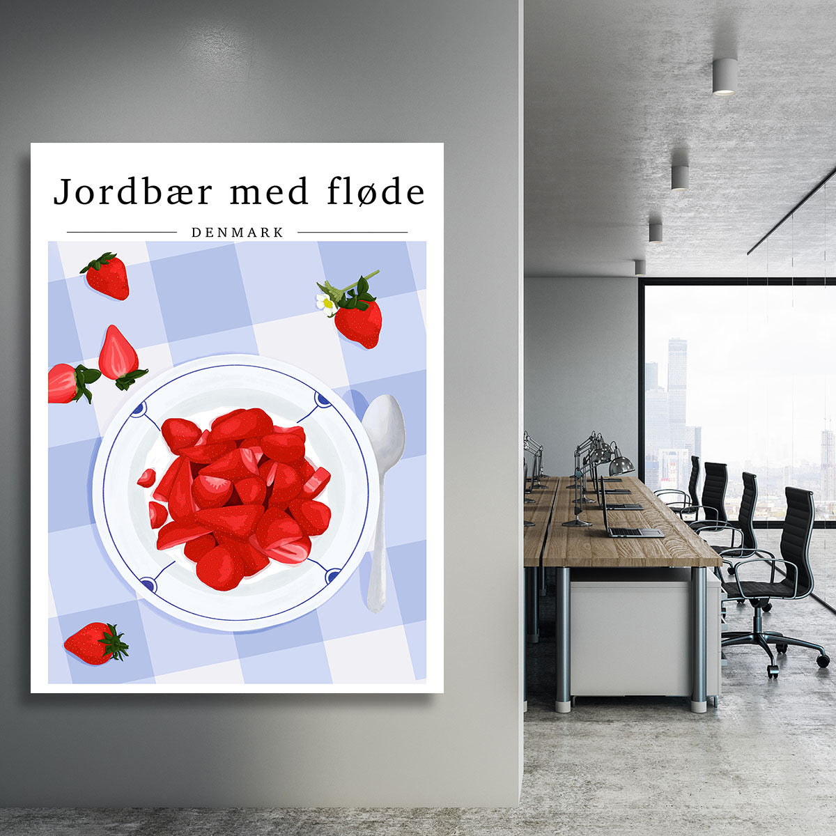 Strawberry with cream Denmark Canvas Print or Poster - Canvas Art Rocks - 3