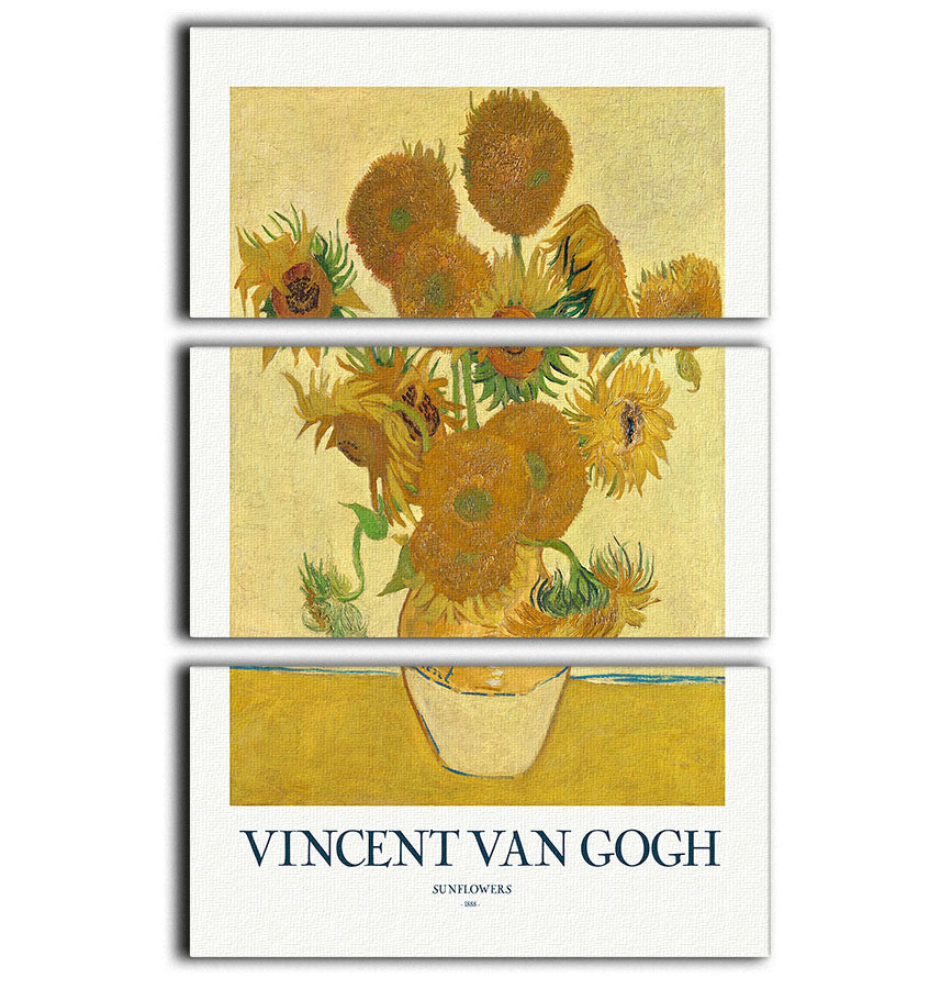 Sunflowers Titled 3 Split Panel Canvas Print - Canvas Art Rocks - 1