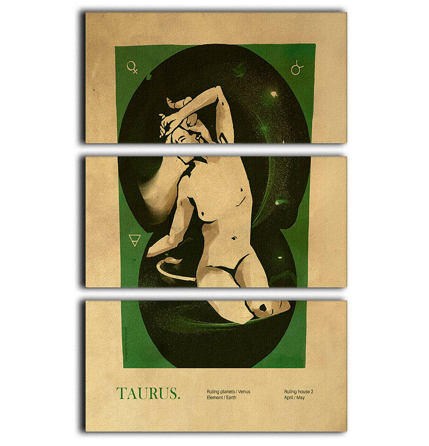 Taurus Celestial Resilience Poster 3 Split Panel Canvas Print - Canvas Art Rocks - 1