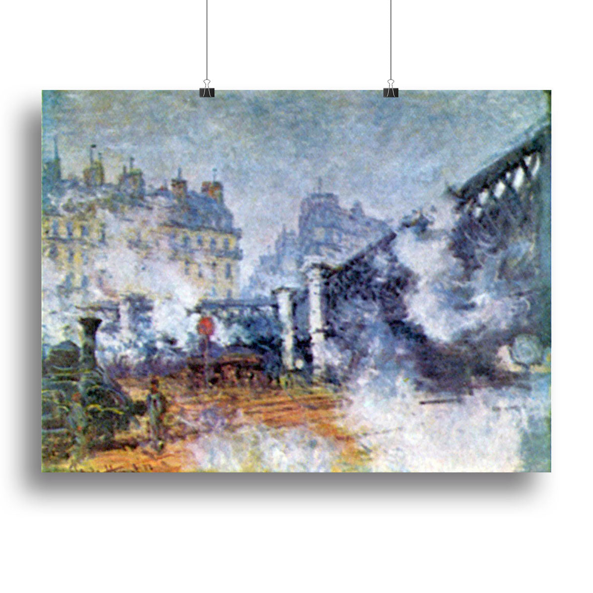 The Europe Bridge Saint Lazare station in Paris by Monet Poster - Unframed