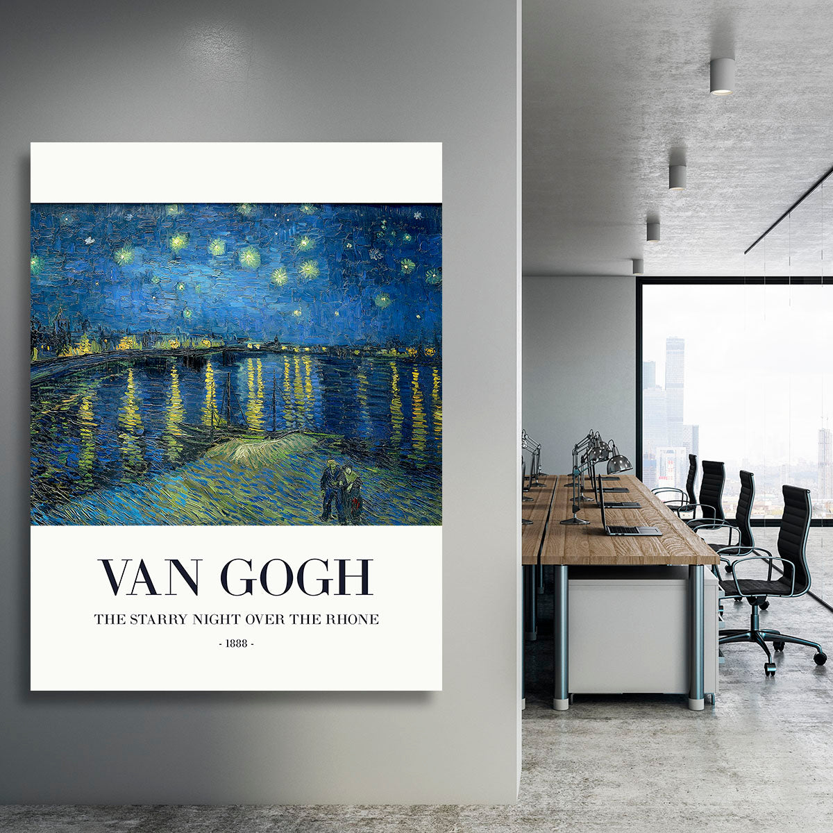 The Starry Night Over The Rhone Titled Canvas Print or Poster - Canvas Art Rocks - 3