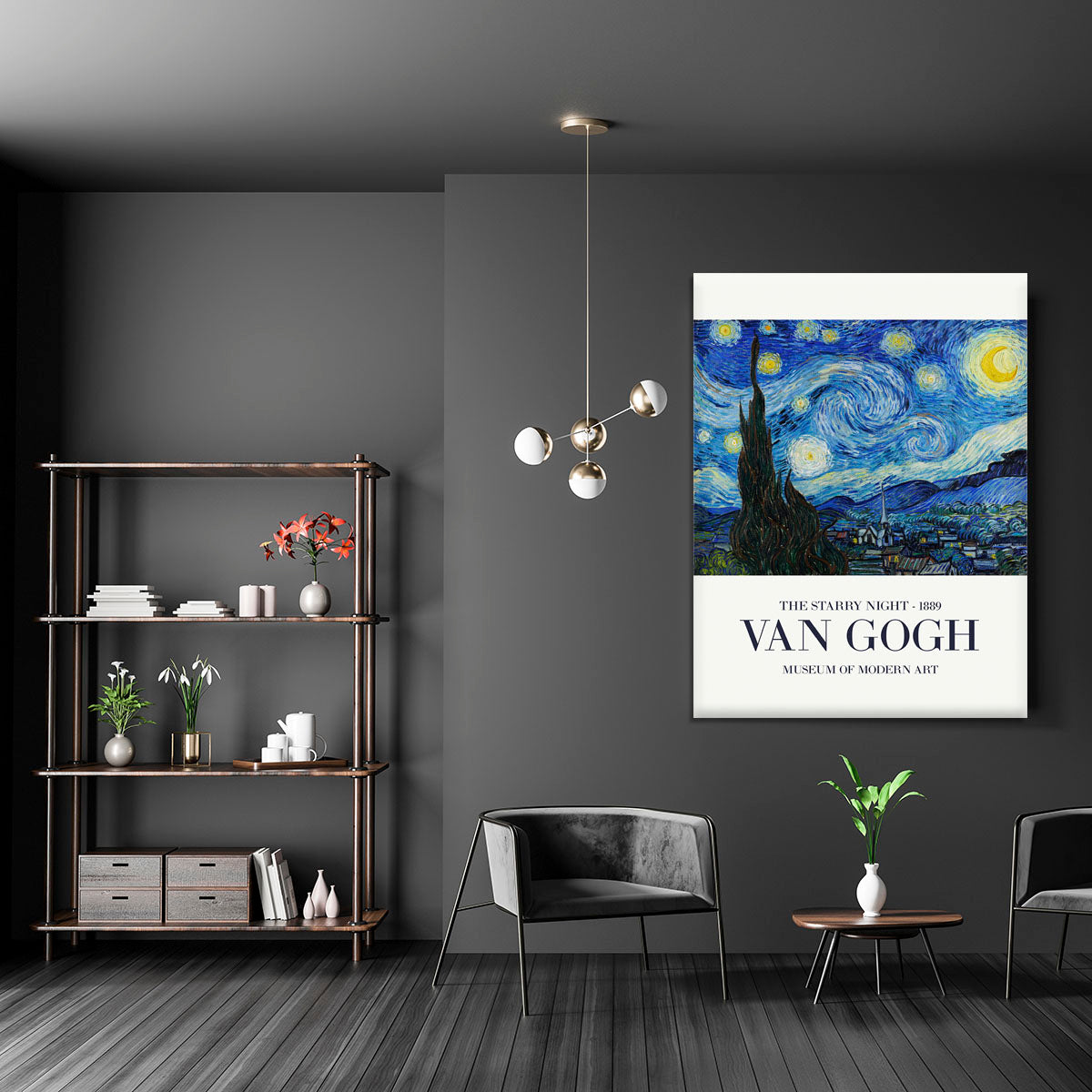 The Starry Night Titled Canvas Print or Poster - Canvas Art Rocks - 5