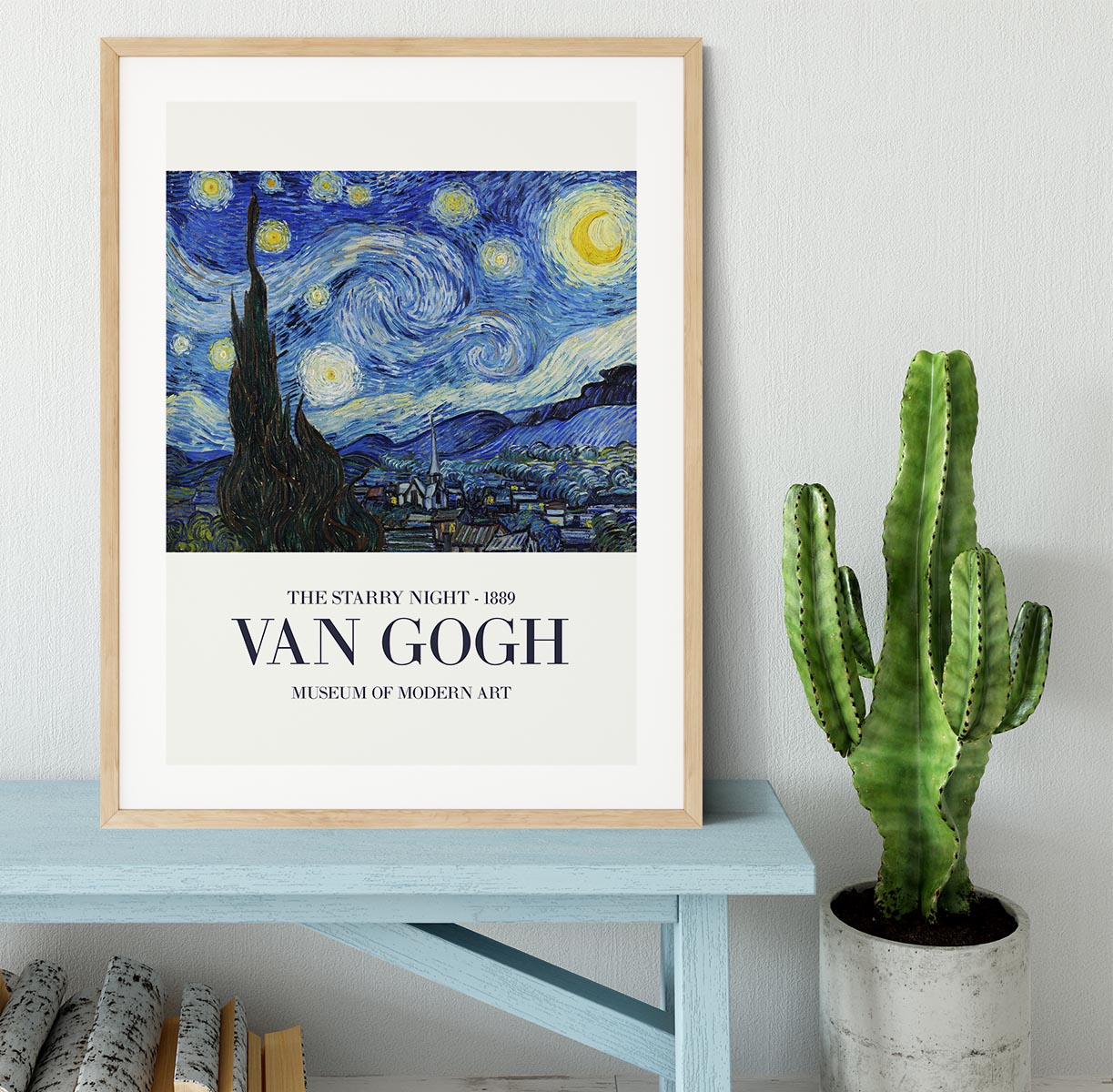 The Starry Night Titled Framed Print - Canvas Art Rocks - 3