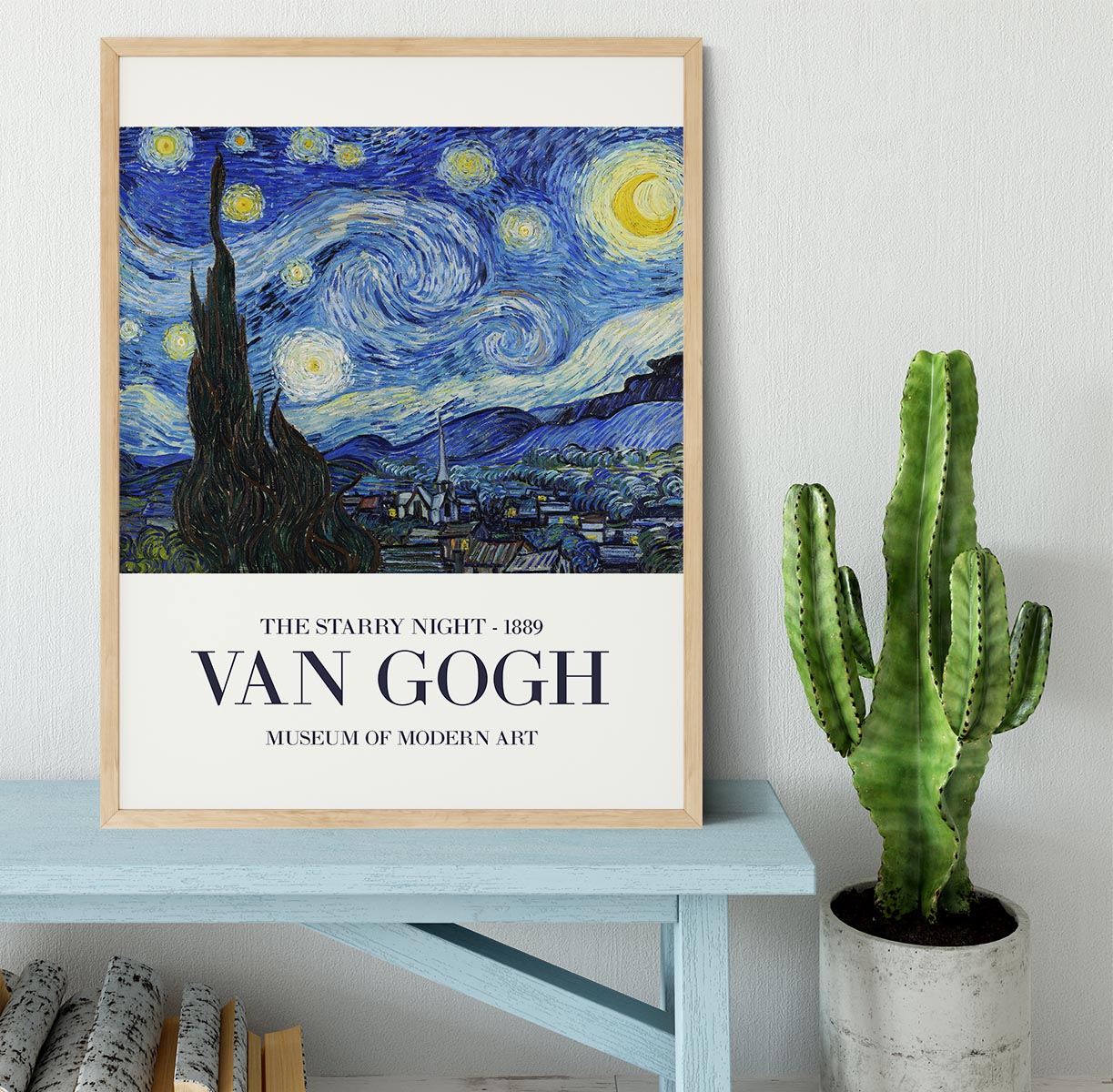 The Starry Night Titled Framed Print - Canvas Art Rocks - 4