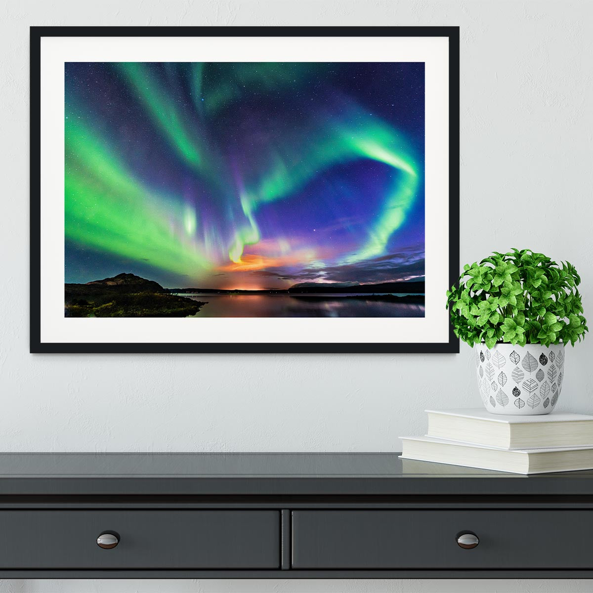 The aurora in Iceland Framed Print - Canvas Art Rocks - 1