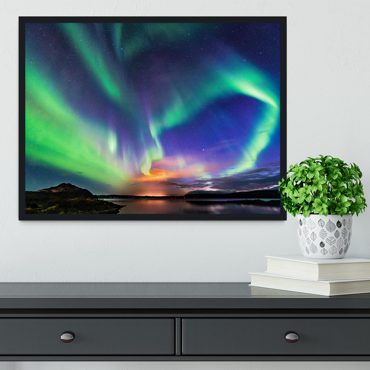 The aurora in Iceland Framed Print - Canvas Art Rocks - 2