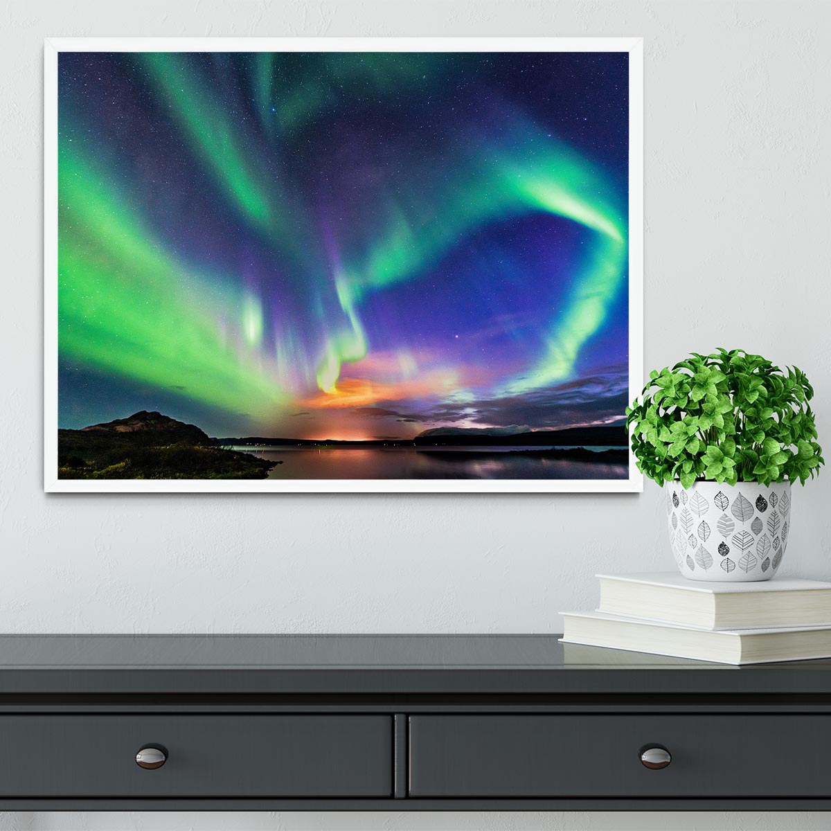 The aurora in Iceland Framed Print - Canvas Art Rocks -6