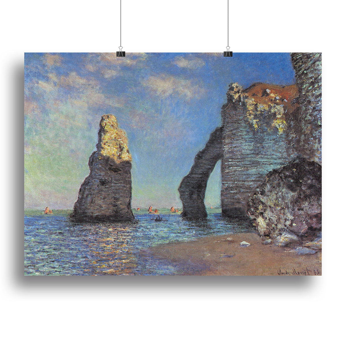 The rocky cliffs of etretat by Monet Poster - Unframed