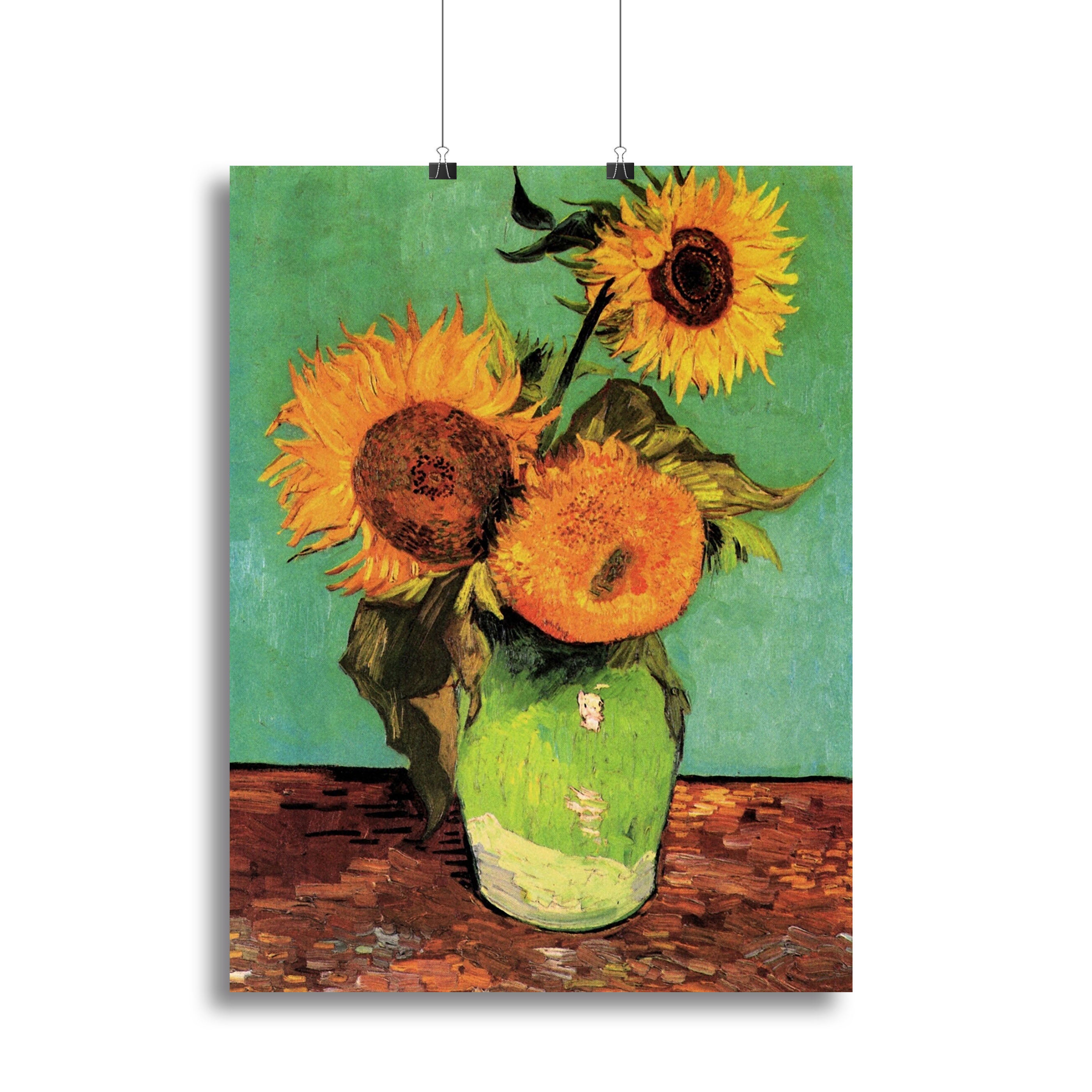 Three Sunflowers in a Vase by Van Gogh Poster - Unframed