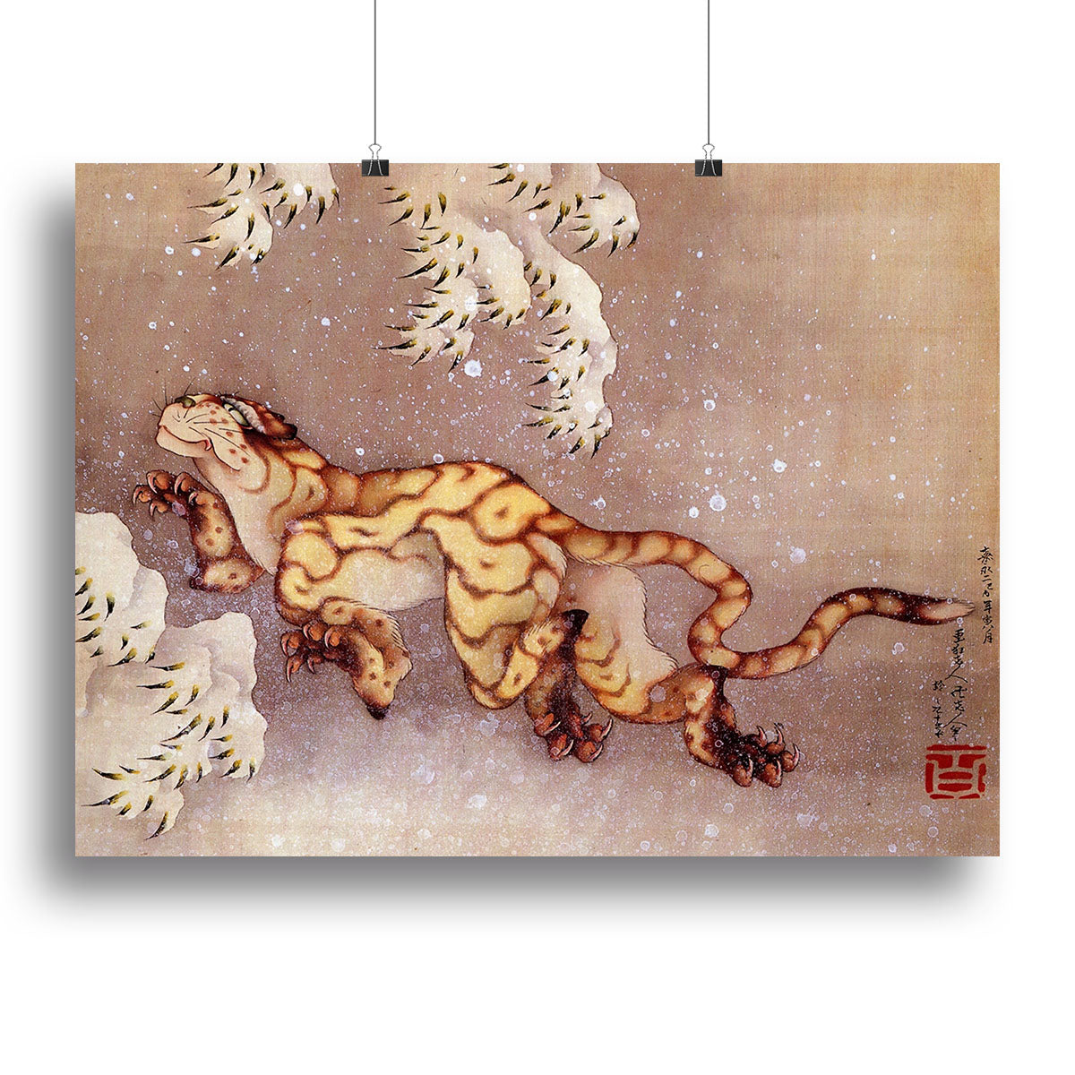 Tiger in the snow by Hokusai Poster - Unframed