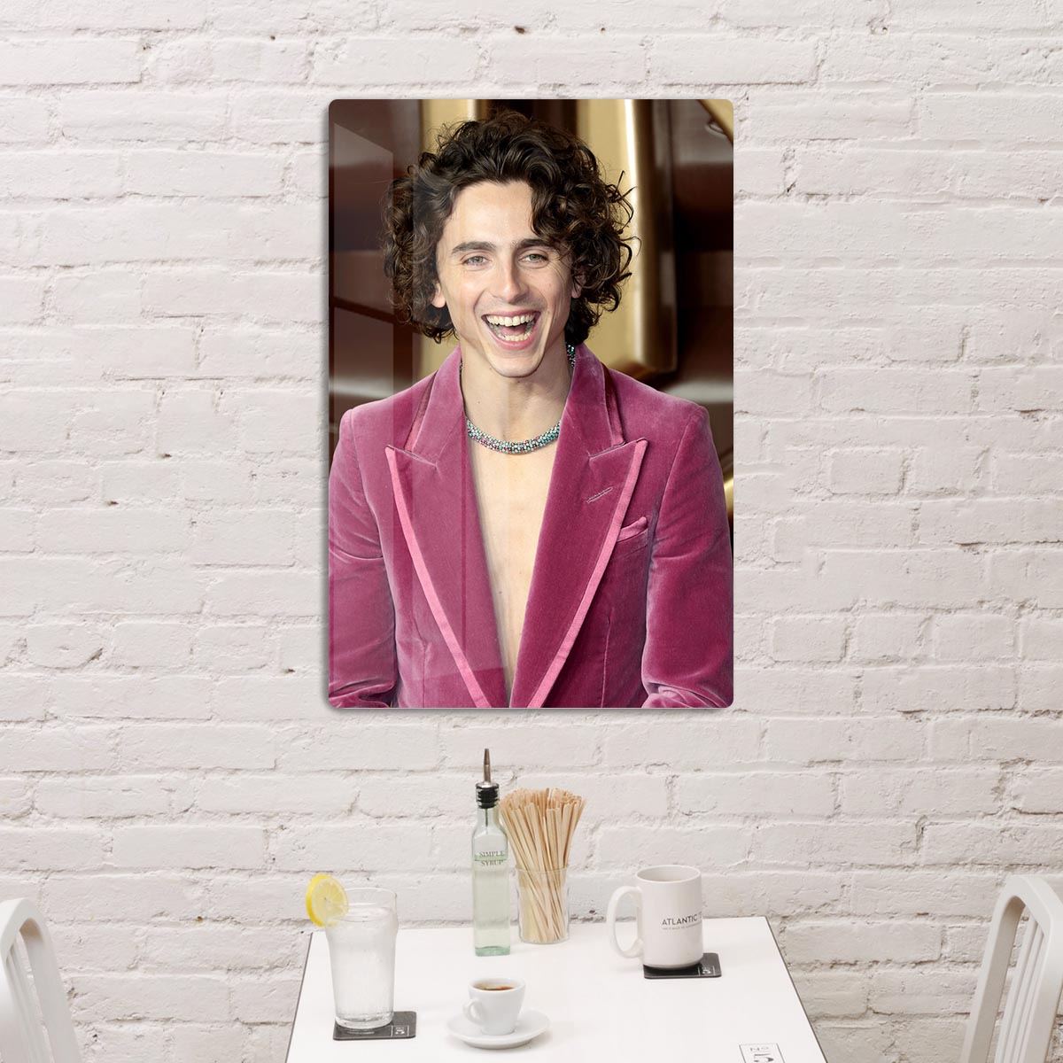 Timothee Chalamet at the premiere of Wonka Acrylic Block - Canvas Art Rocks - 3