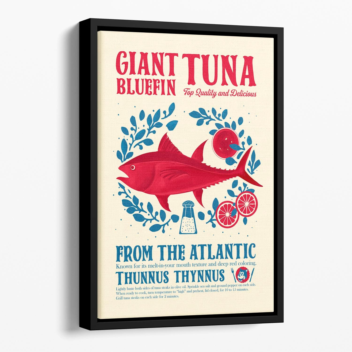 Tuna kitchen print Floating Framed Canvas - Canvas Art Rocks - 1