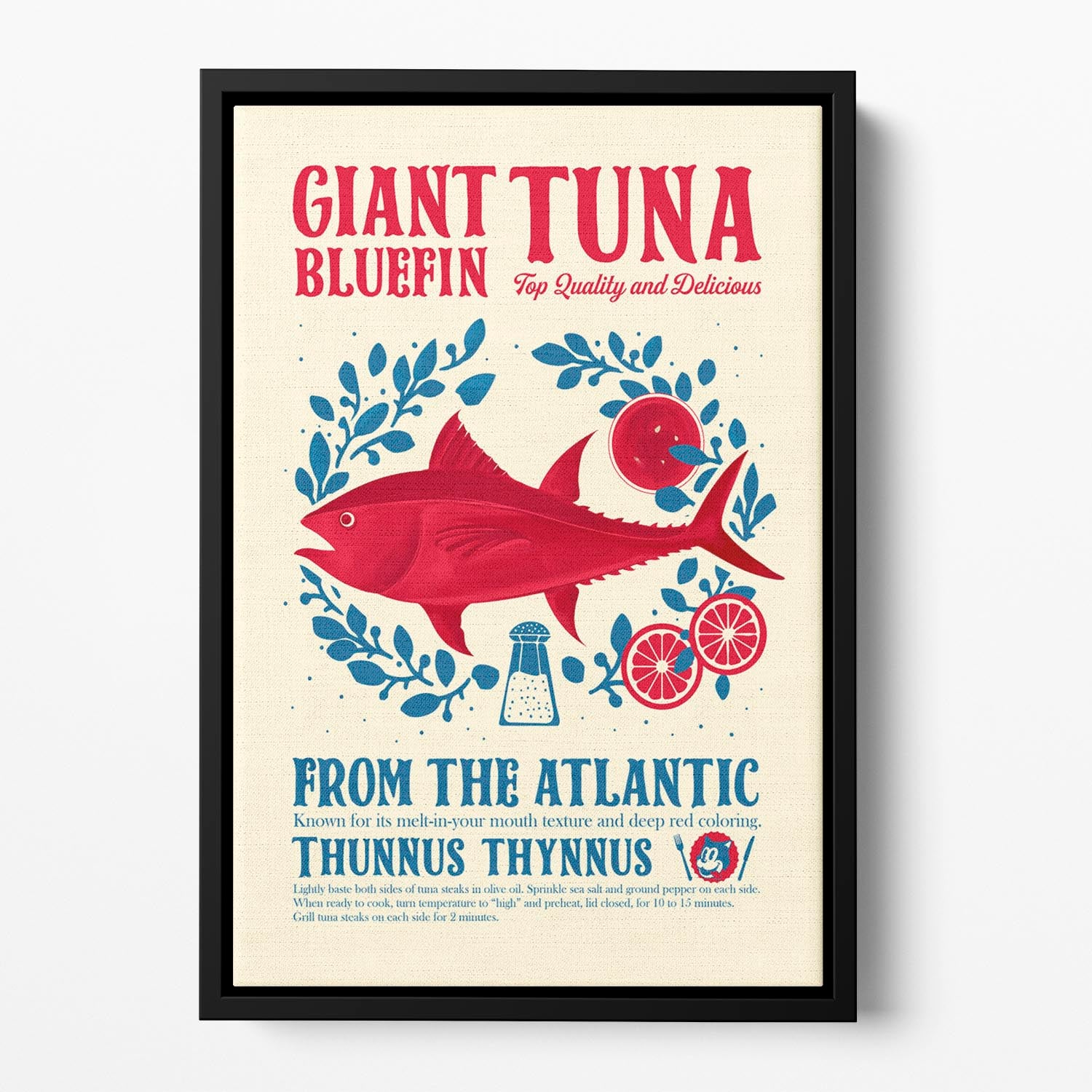 Tuna kitchen print Floating Framed Canvas - Canvas Art Rocks - 2